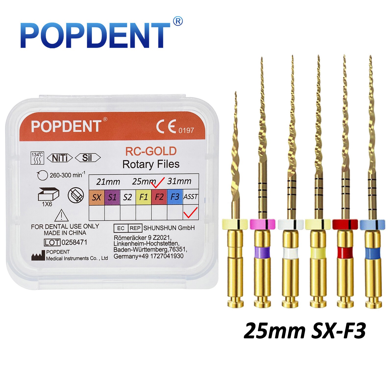 Dental Endodontic Rotary Endo Root Canal File X-Pro Blue /Gold Taper Rotary File