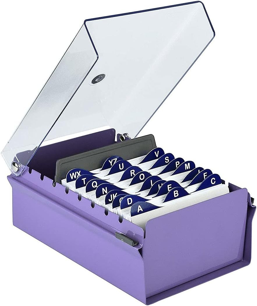 Heavy Duty 3×5 Card File Box Organizer + AZ Index – Purple