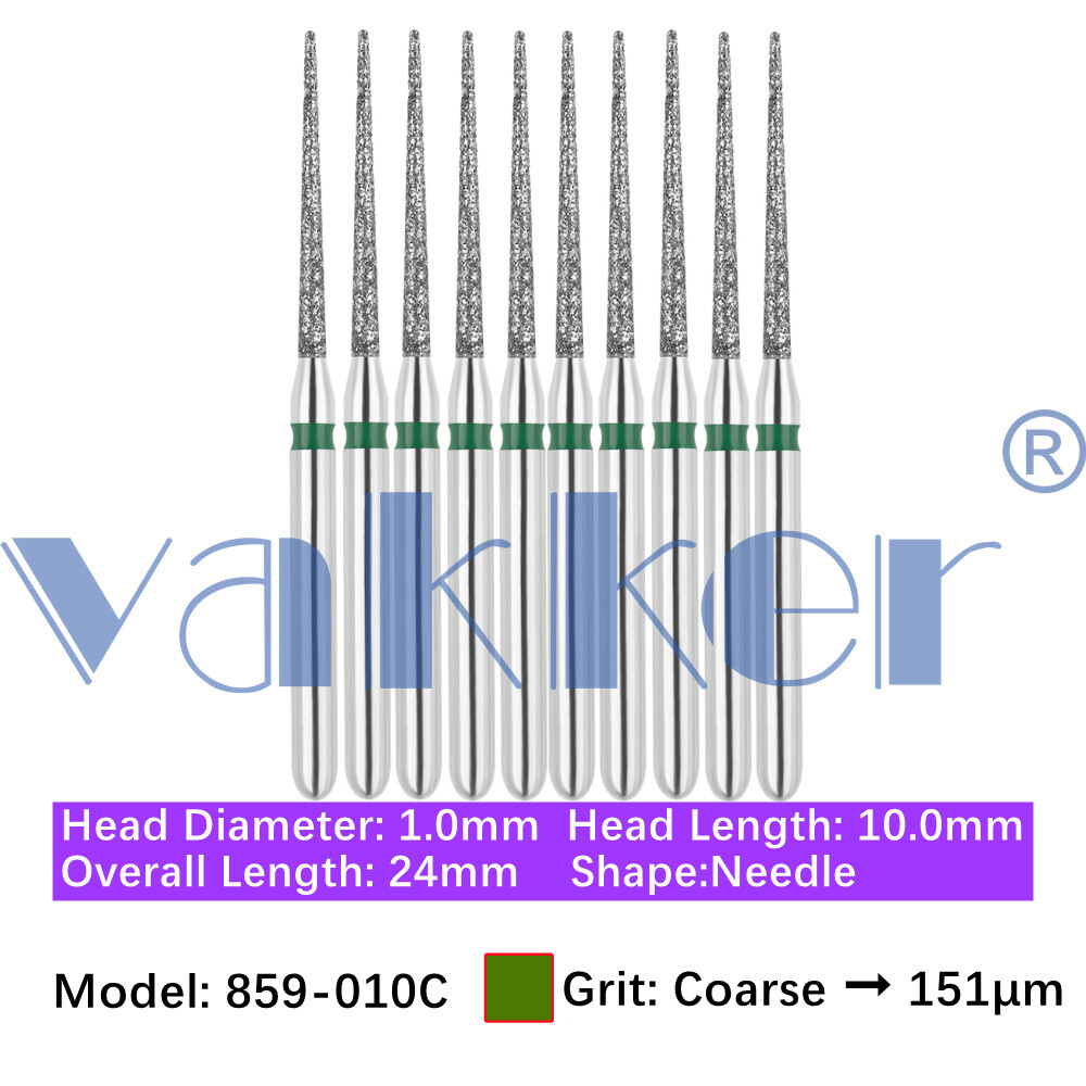 Vakker 10pc Diamond Bur Needle Diamond Burs for Handpiece Fine Medium Coarse