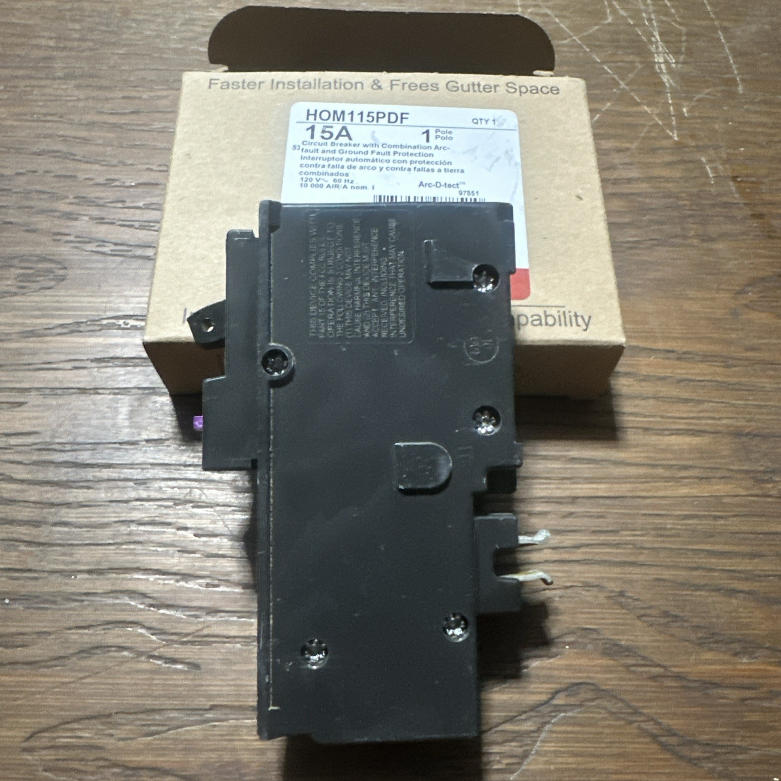 SQUARE D HOMELINE HOM115PDF CIRCUIT BREAKER AFCI GFCI DUAL FUNCTION 1P 15 AMP