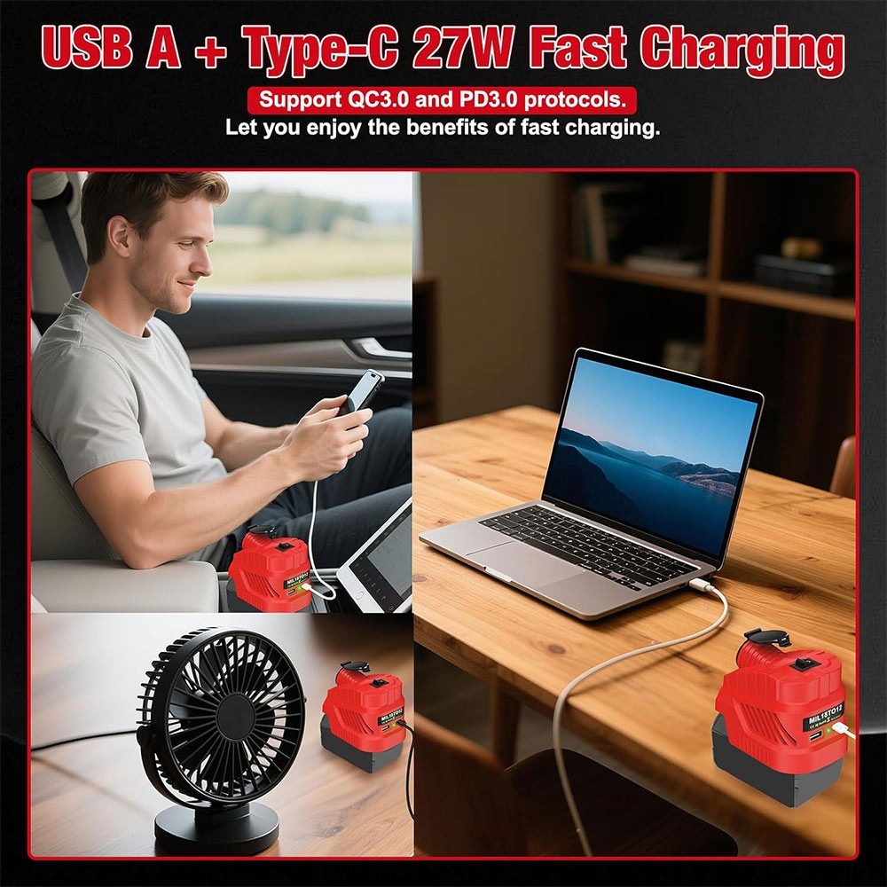 18V to 12V Step Down Converter for Milwaukee M18 18V Battery Power Adapter Tool