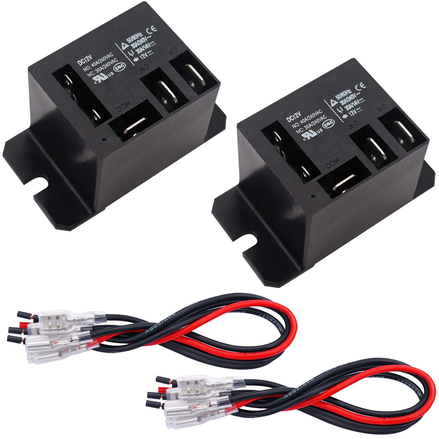2PCS Power Relay DC12V Coil, 30A SPDT(1NO 1NC) with Flange Mounting and 10 Quick