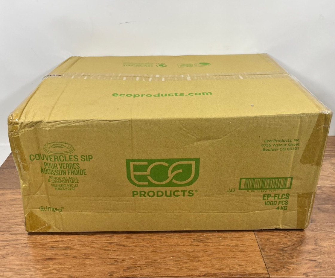 Eco-Products EP-FLCS Plastic Cold Cup Sip Lids 9, 12 – 24 oz Clear (1000/CT) New