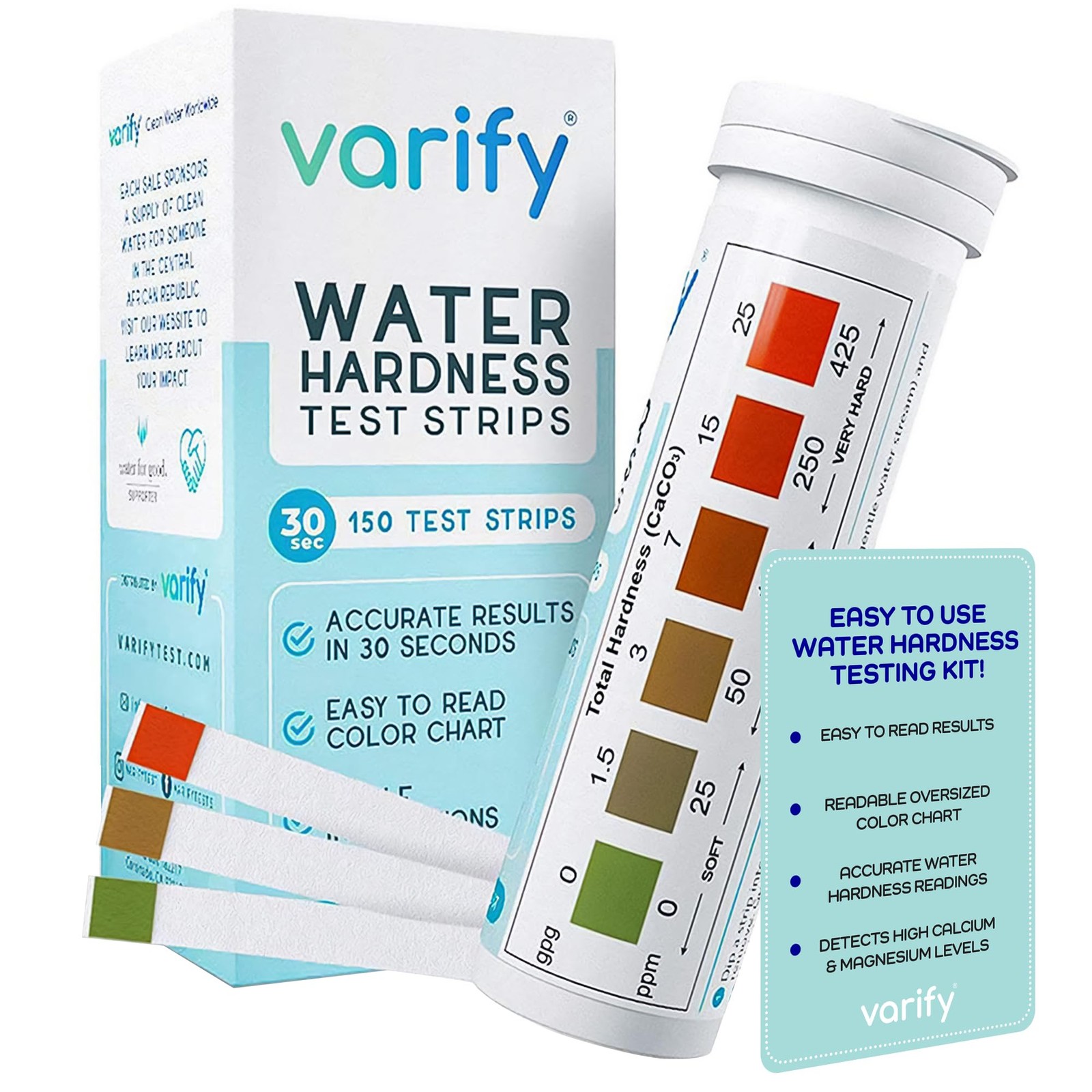 Varify Water Hardness Test Kit – Water Testing Kit for Home, Drinking, Well,