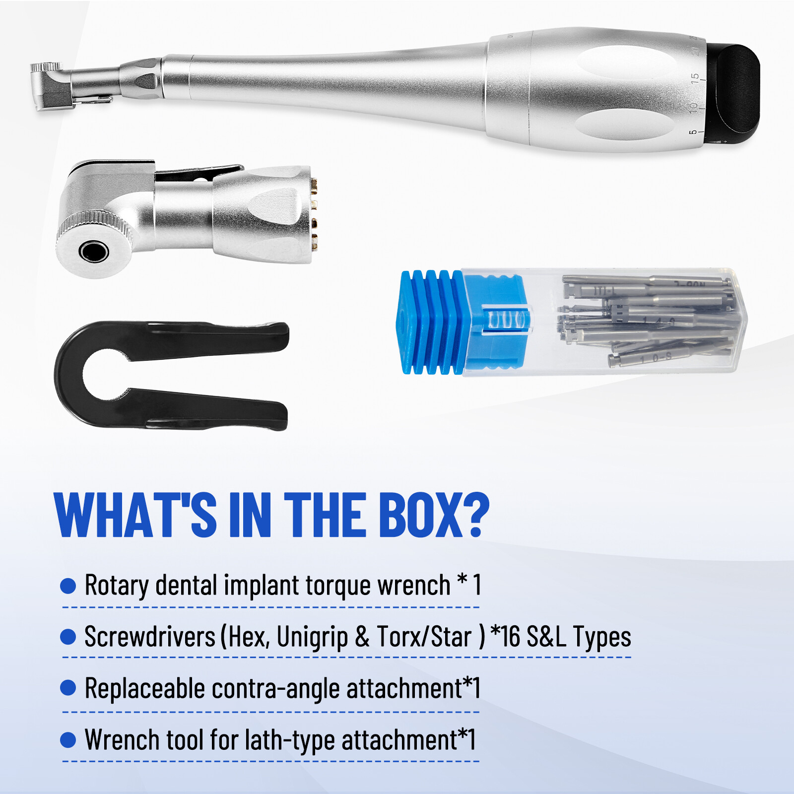5Pcs Dental Universal Implant Torque Wrench Drivers Implant Kit 16pcs Drivers US