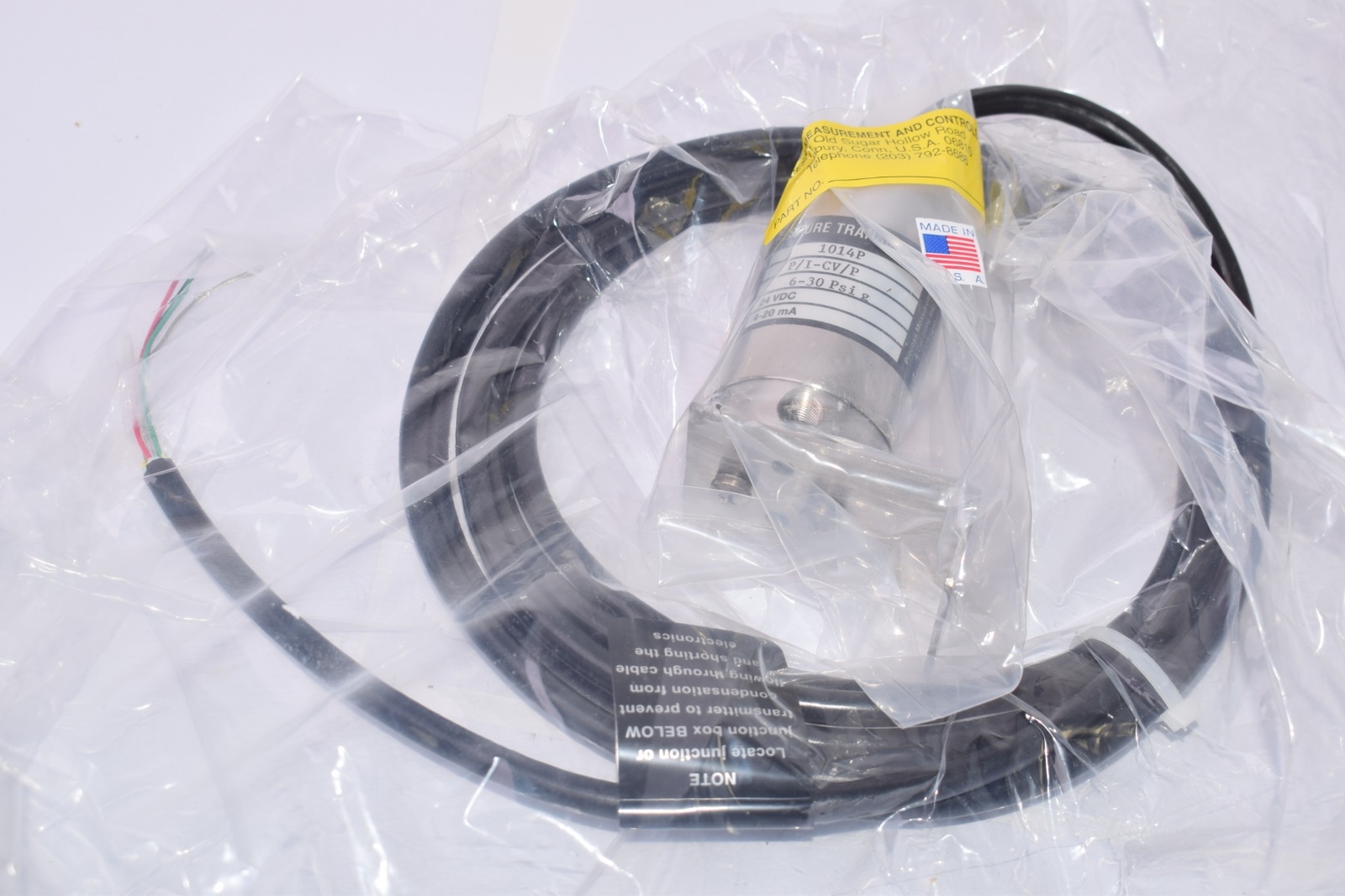 NEW, PMC, Pressure Transmitter, Part: P/I-CV/P, 1014P, 6-30 Psi g, 24 VDC, 4-20