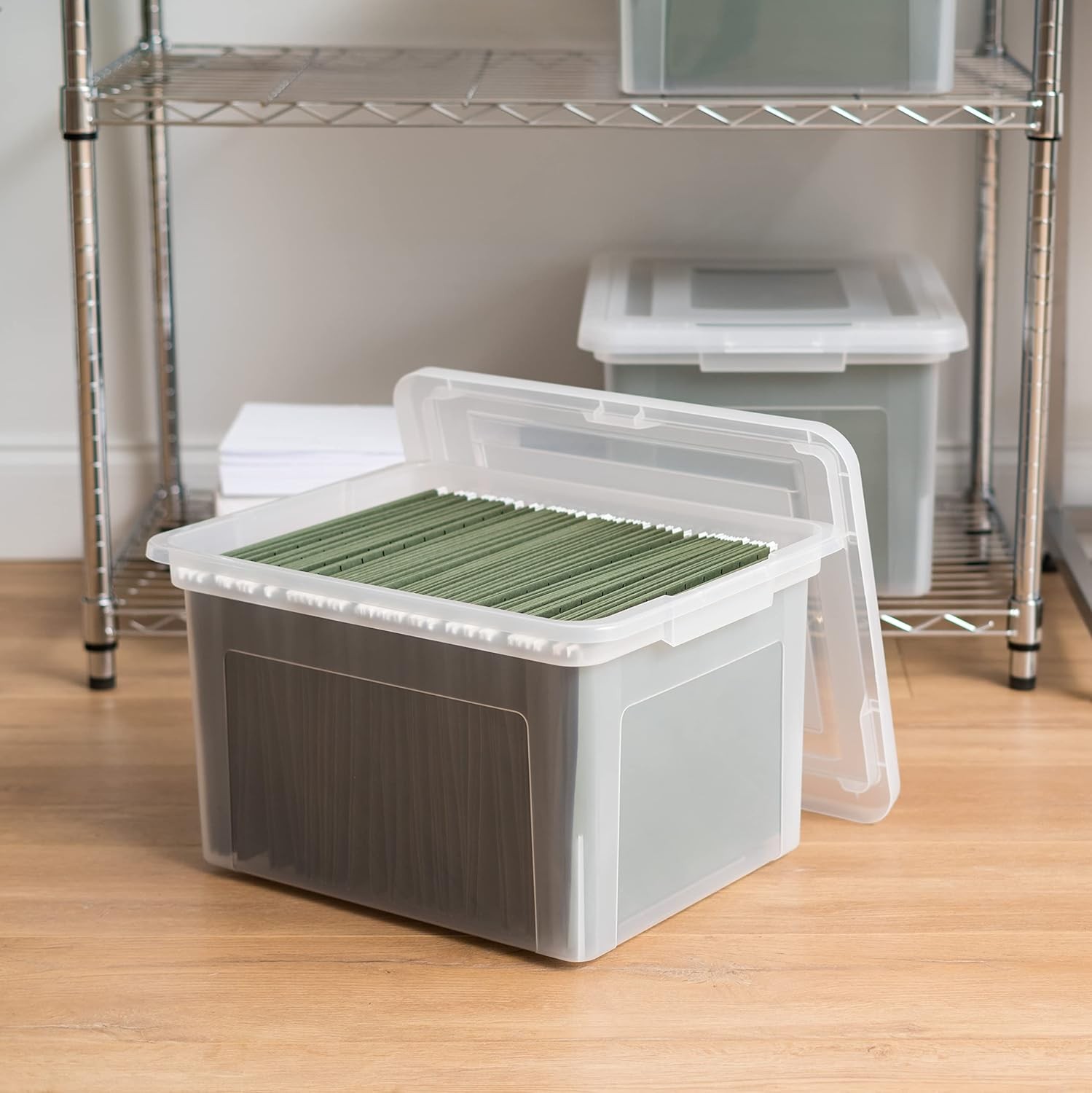 Plastic File Box with Lid, Document Storage Box, Storage Container, 1-Piece Set