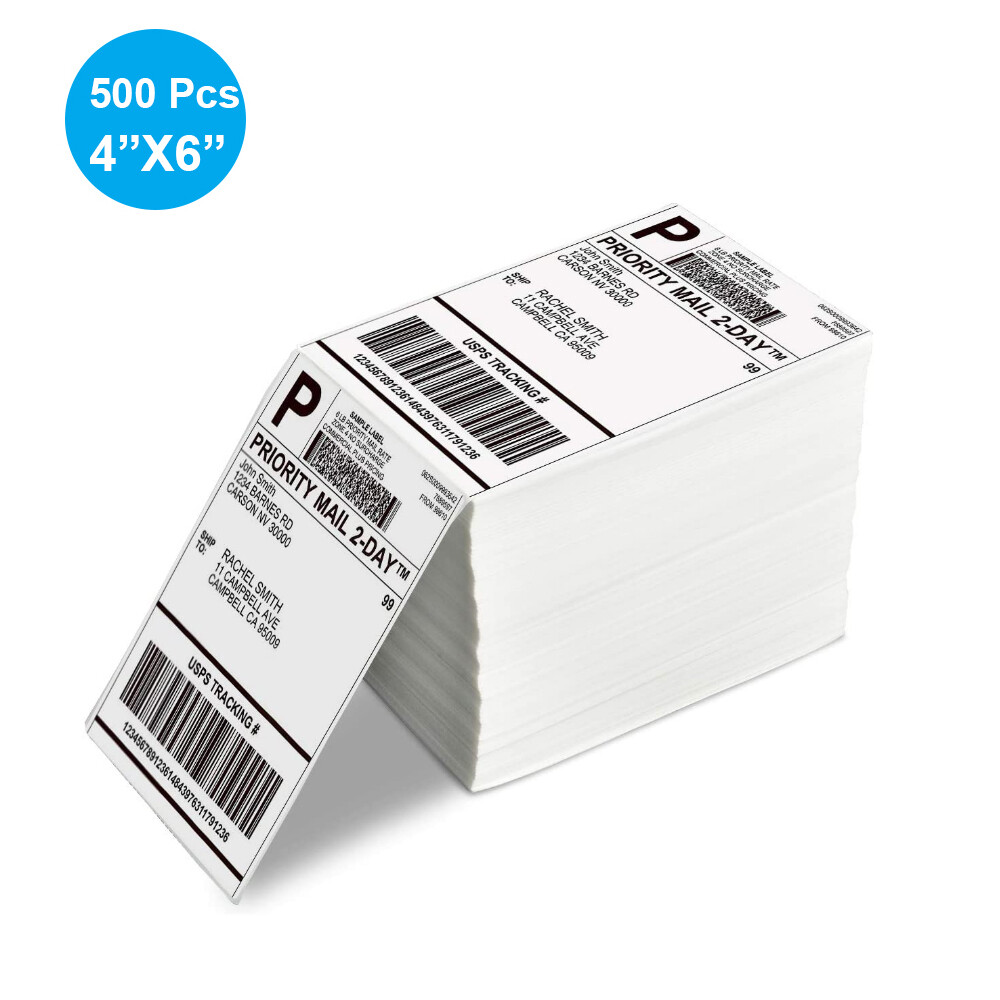 Fanfold 4×6 Direct Thermal Shipping Labels 500/1000 for Zebra & Rollo Printer