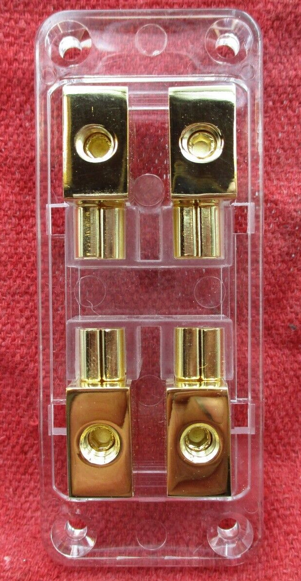 Double MAXI Blade Inline Fuse Holder GOLD PLATED 4 Gauge Independent Legs