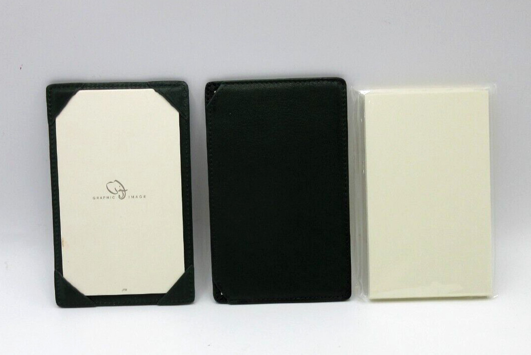 Graphic Image Jotter Personal Pocket Leather w 24 Cards Refillable DARK GREEN