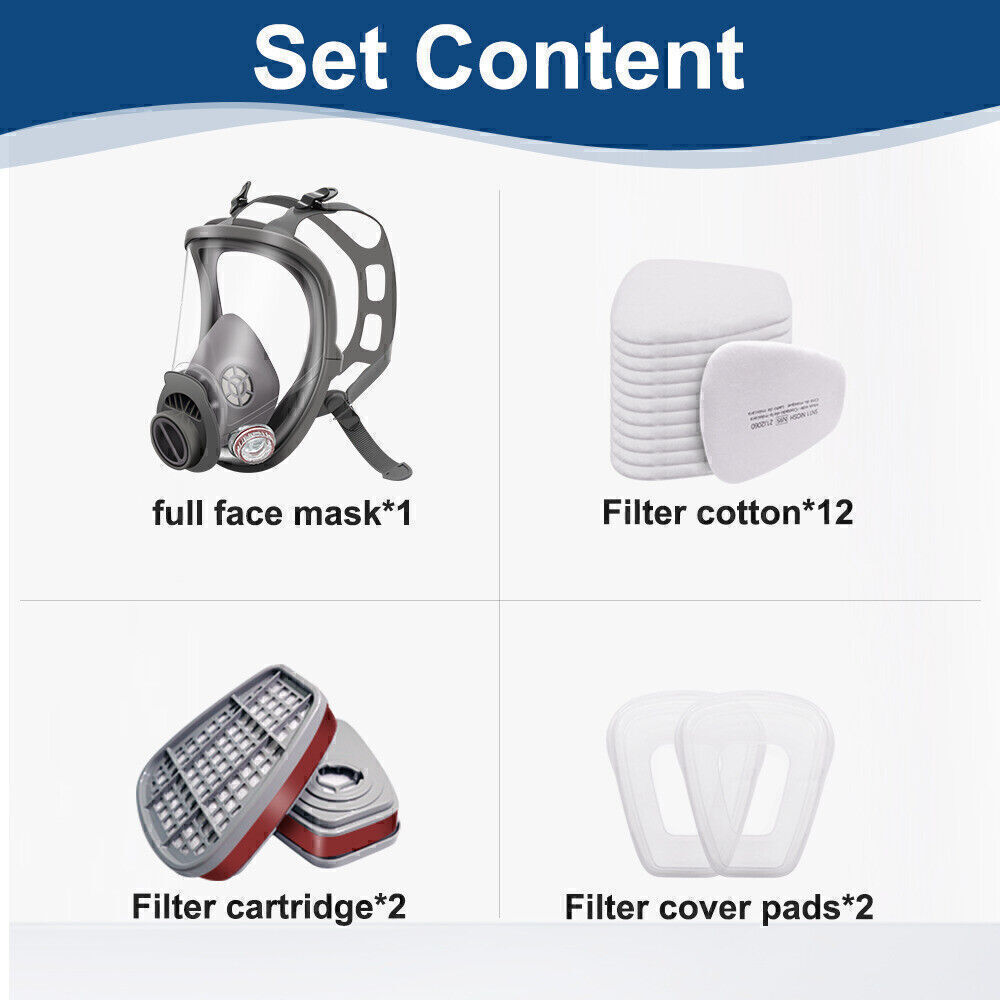 Full Face Respirator Gas Mask Carbon Filter For Auto Car Painting Spraying Safe