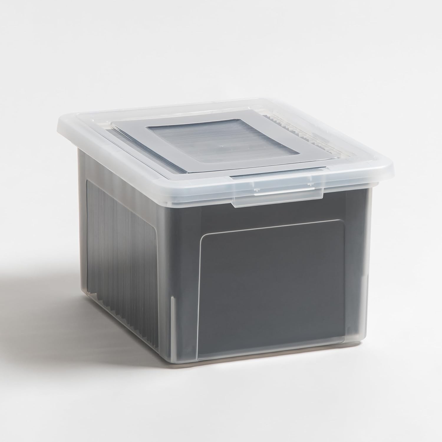 Plastic File Box with Lid, Document Storage Box, Storage Container, 1-Piece Set