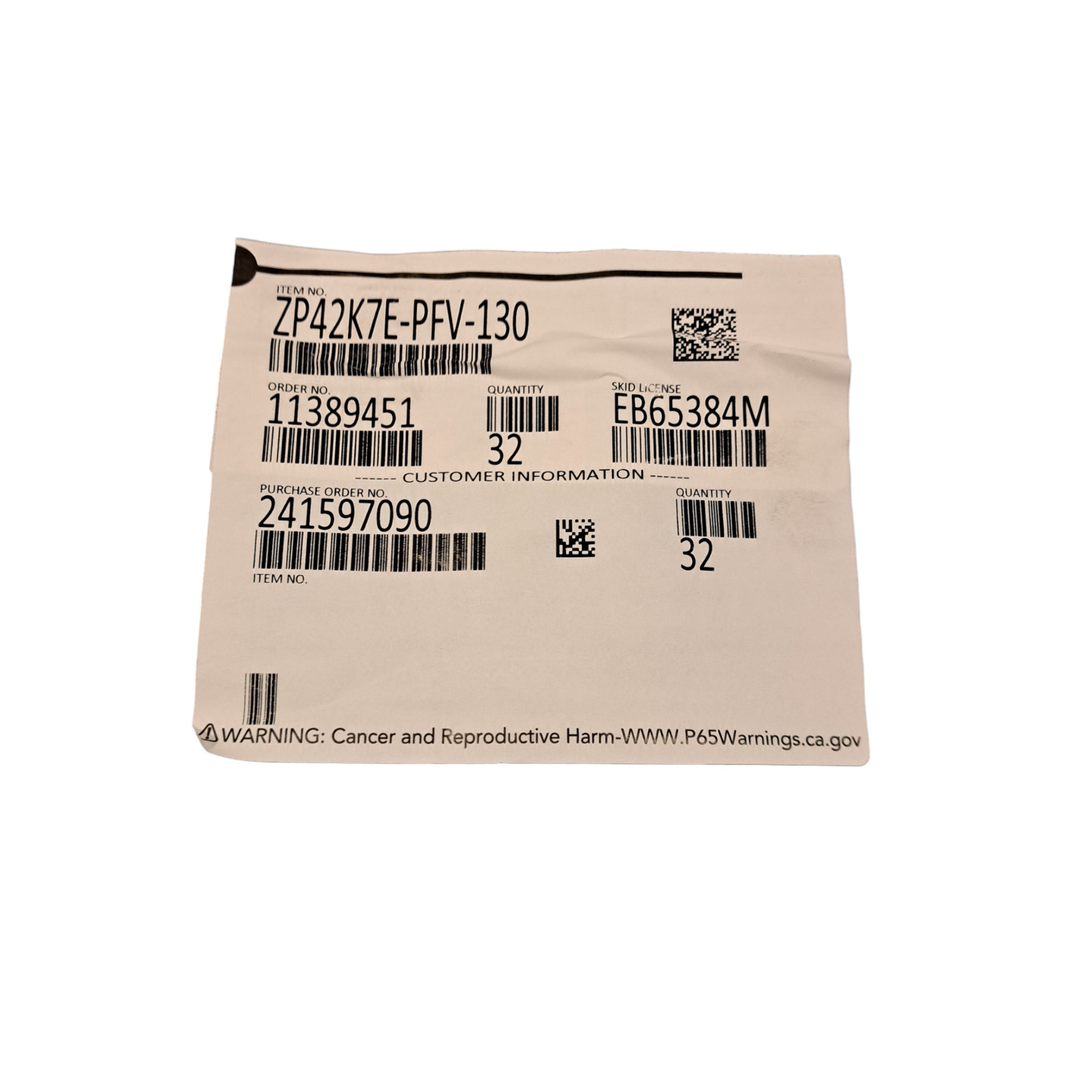 Copeland Scroll, ZP42K7E-PFV-130, 3.0/3.5 Ton R410A Compressor