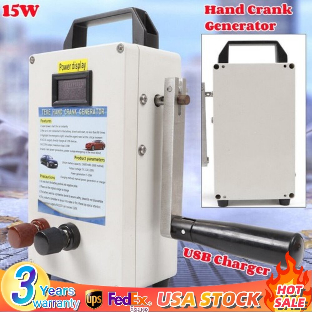 150W Portable Manual Hand Crank Dynamo Generator Emergency Survival Power Energy
