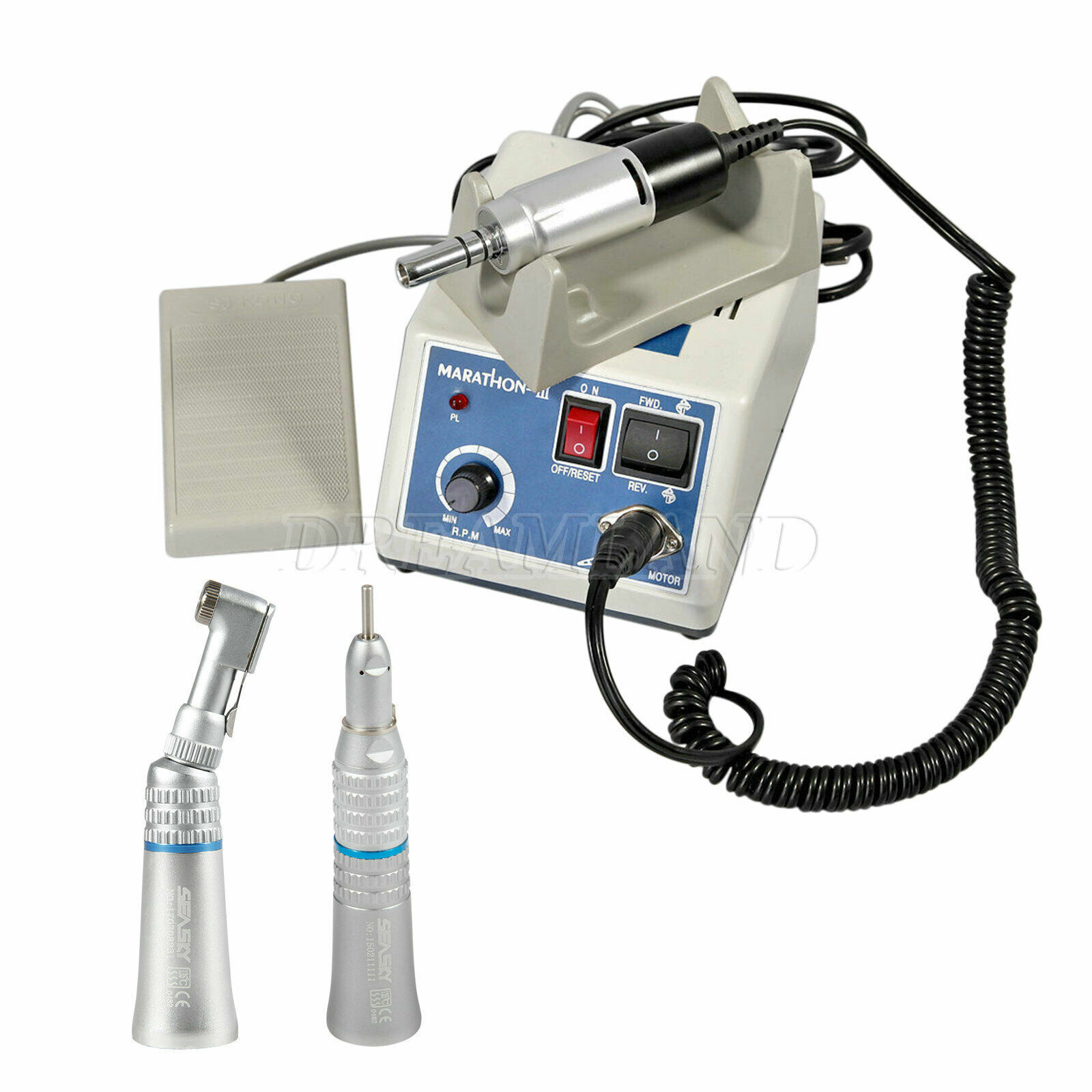 Dental Lab Marathon-III Micromotor /Contra Angle Straight Handpiece /Burs USA