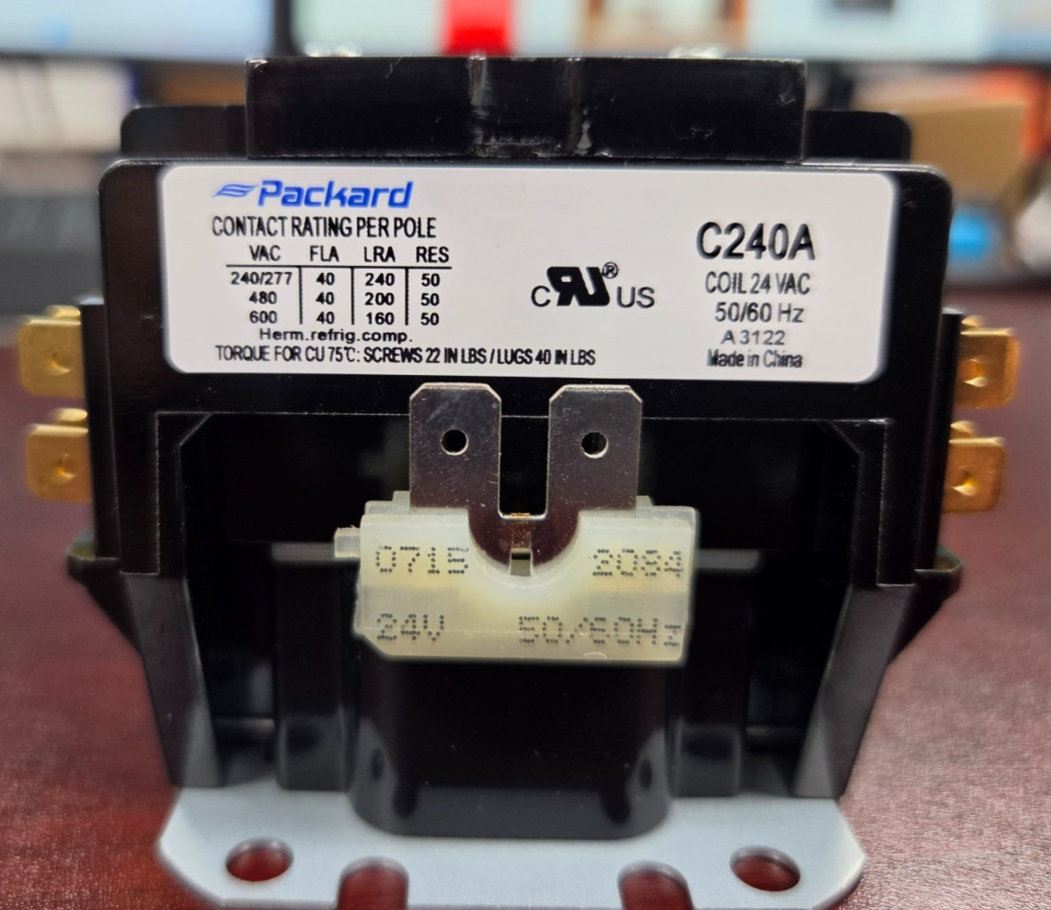 NEW Packard Definite Purpose Contactor C240A 2 Pole 40 Amps 24 V Coil Voltage