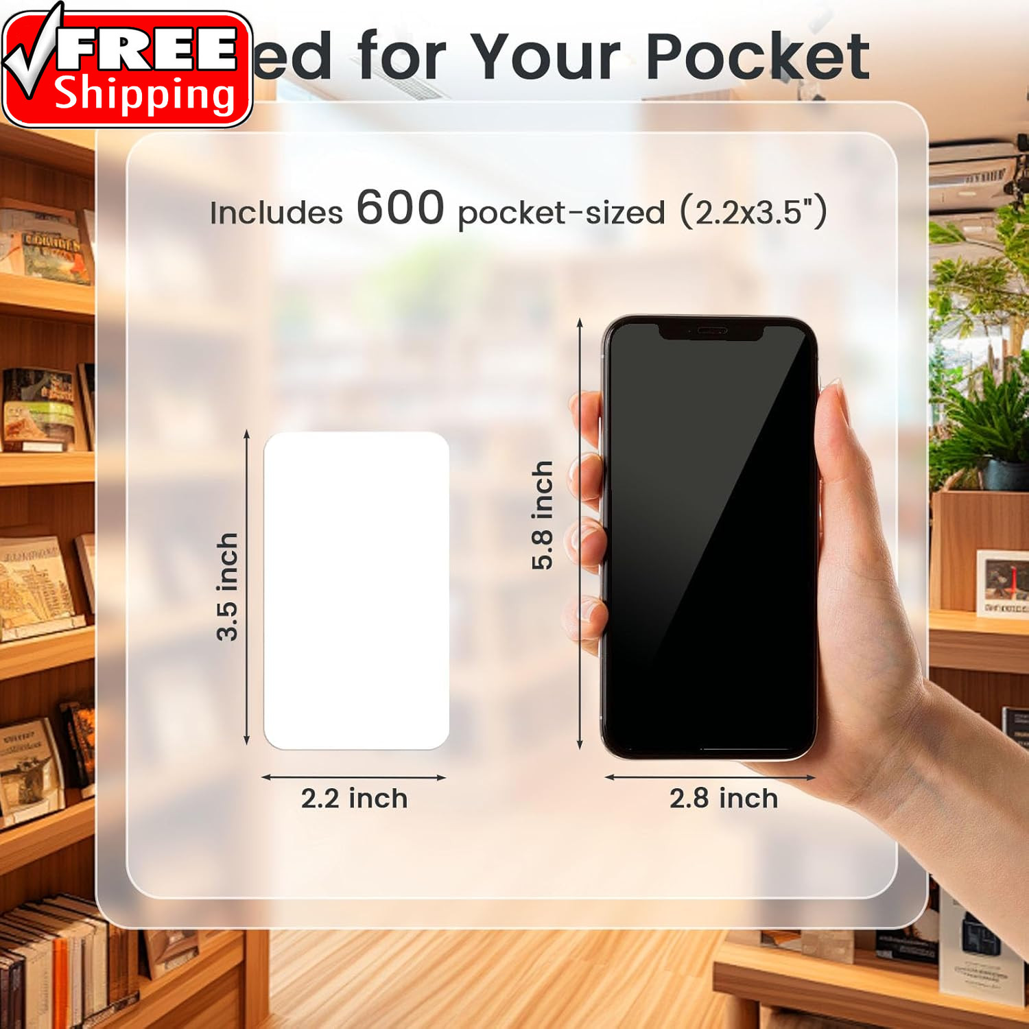 600PCS White Blank Business Cards, 2.2 X 3.5 Inch, Small Blank Paper Double-Side