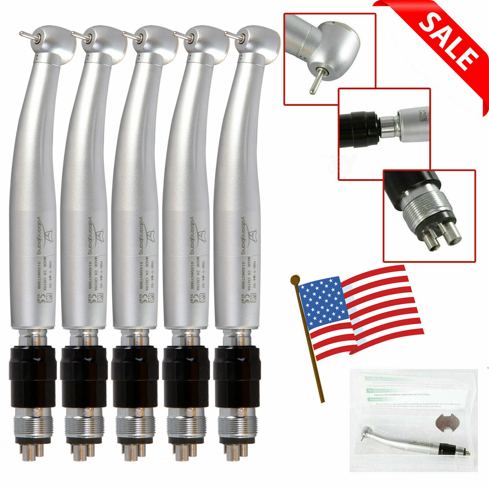 5pcs Dental High Speed Turbine Handpiece NSK Style 4H Quick Coupler YBNKM