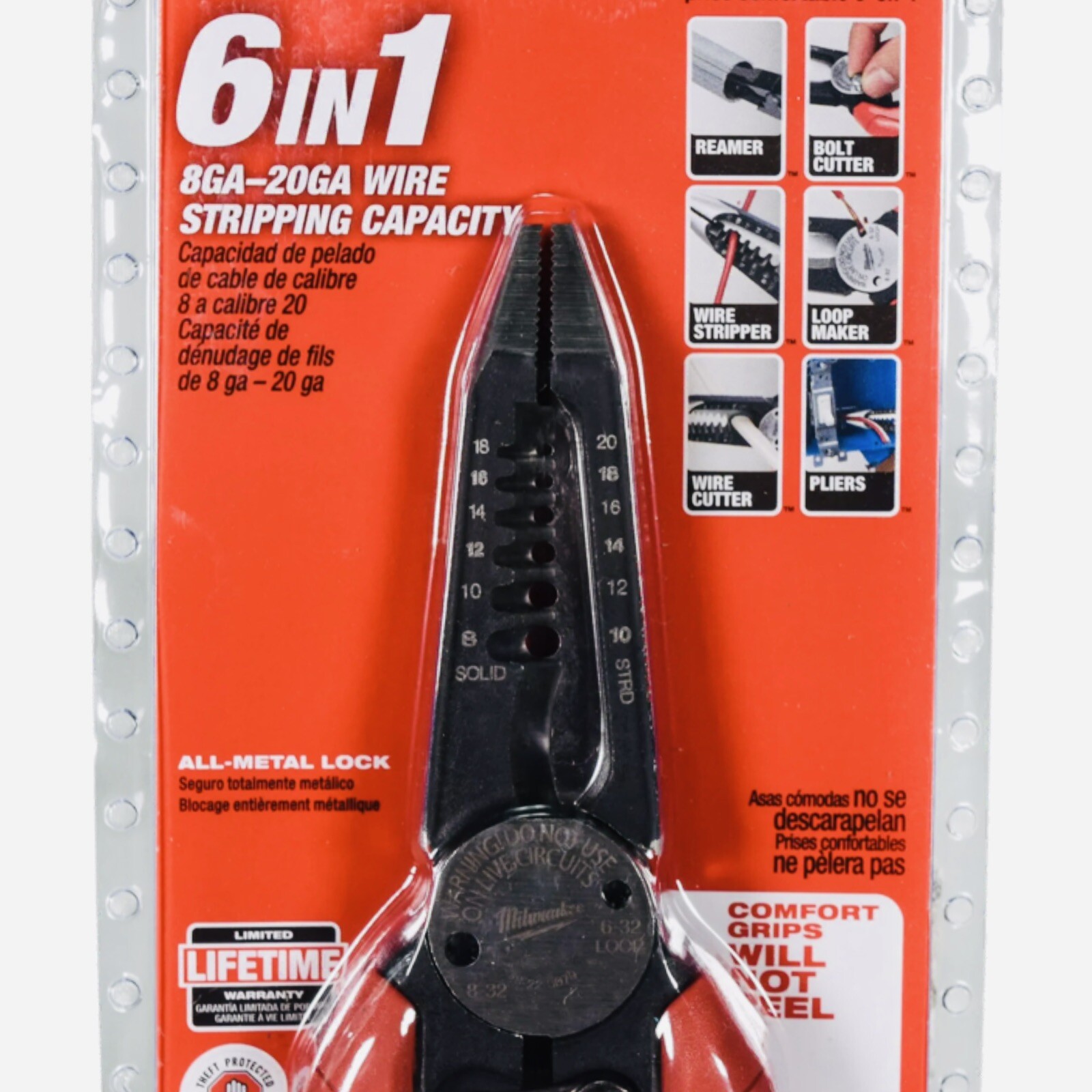 Milwaukee 7.75 In Combination Electricians 6-In1 Wire Strippers Pliers Hand Tool
