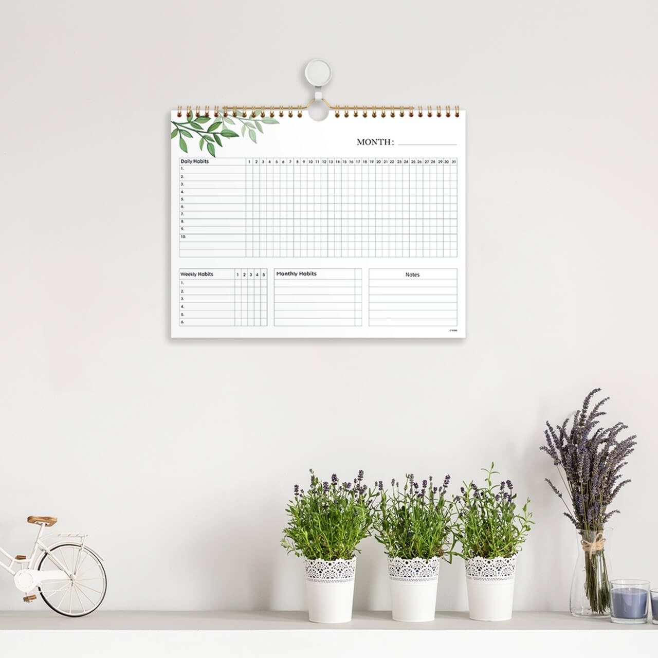 Habit Tracker Calendar – 12 Months Undated Daily Planner, 8″x10″, Weekly & Mo…