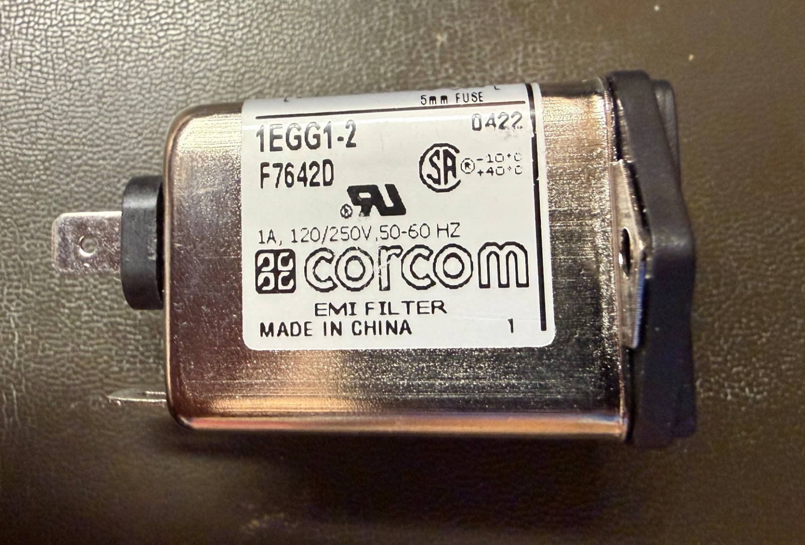 Corcom EMI Filters for Power Connector, P/N 1EGG1-2, Qty. 6, NOS