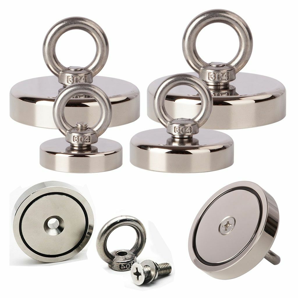100-1000LB FISHING MAGNET KIT UPTO PULL FORCE STRONG NEODYMIUM TREASURE HUNT US