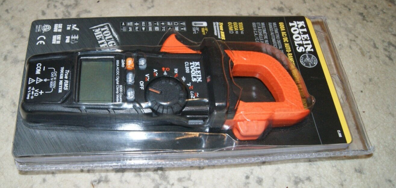 KLEIN TOOLS CL800 AUTO RANGING DIGITAL CLAMP METER KIT 600A AC/DC