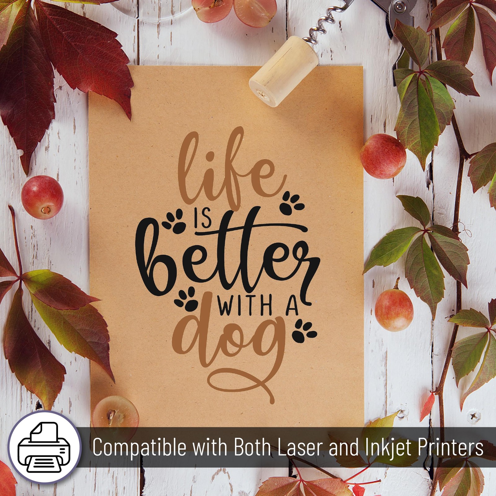 60 Sheets Brown Kraft Cardstock 8.5×11 Inch Printer Paper for Invitations Crafts