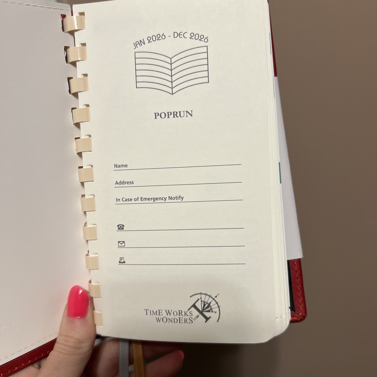 Poprun Horizontal Weekly Planner Red 2026 Year 4.25×6” Small Pocket Planner New