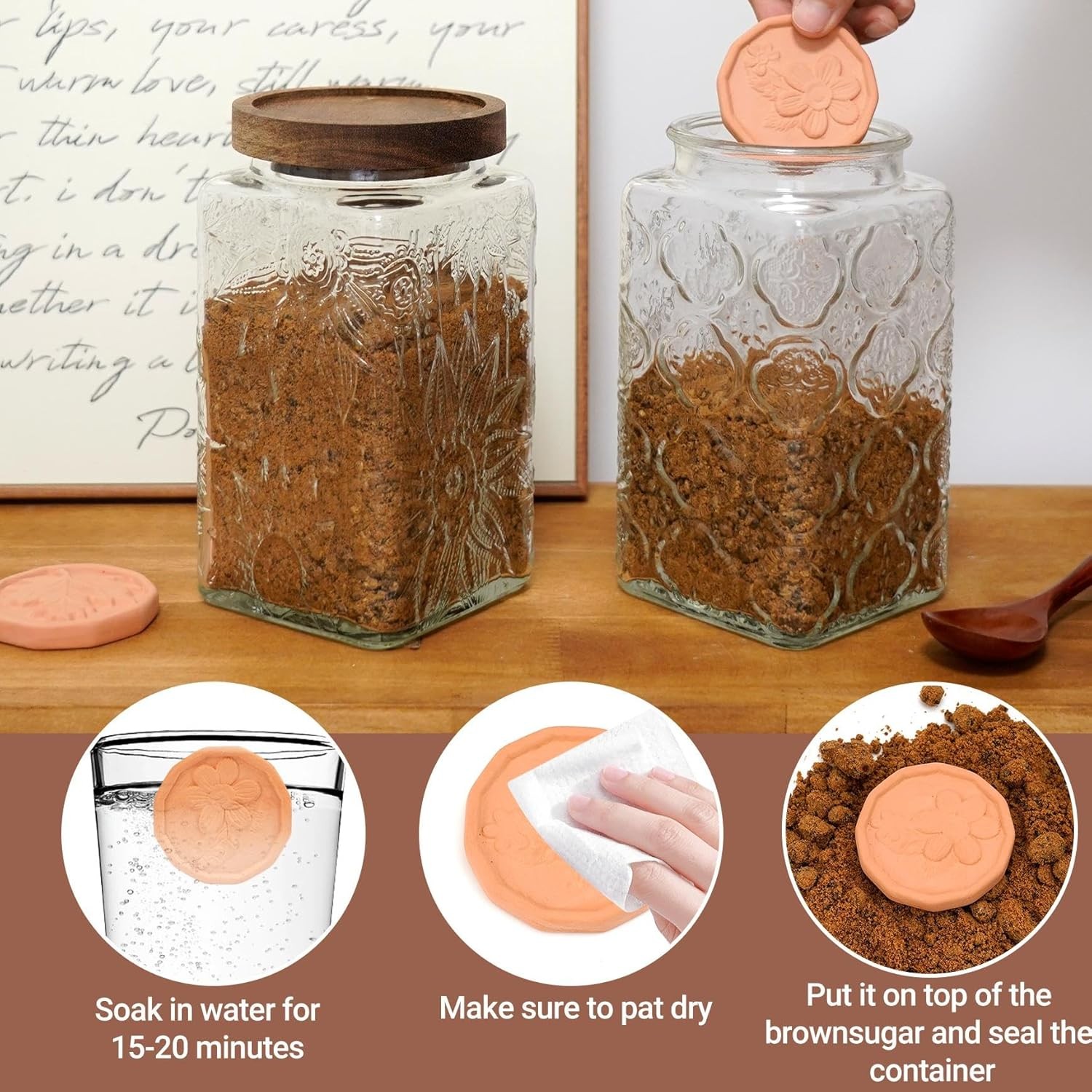 1000ml Brown Sugar Container and 2 Brown Sugar Keepers With Spoon, Exquisite