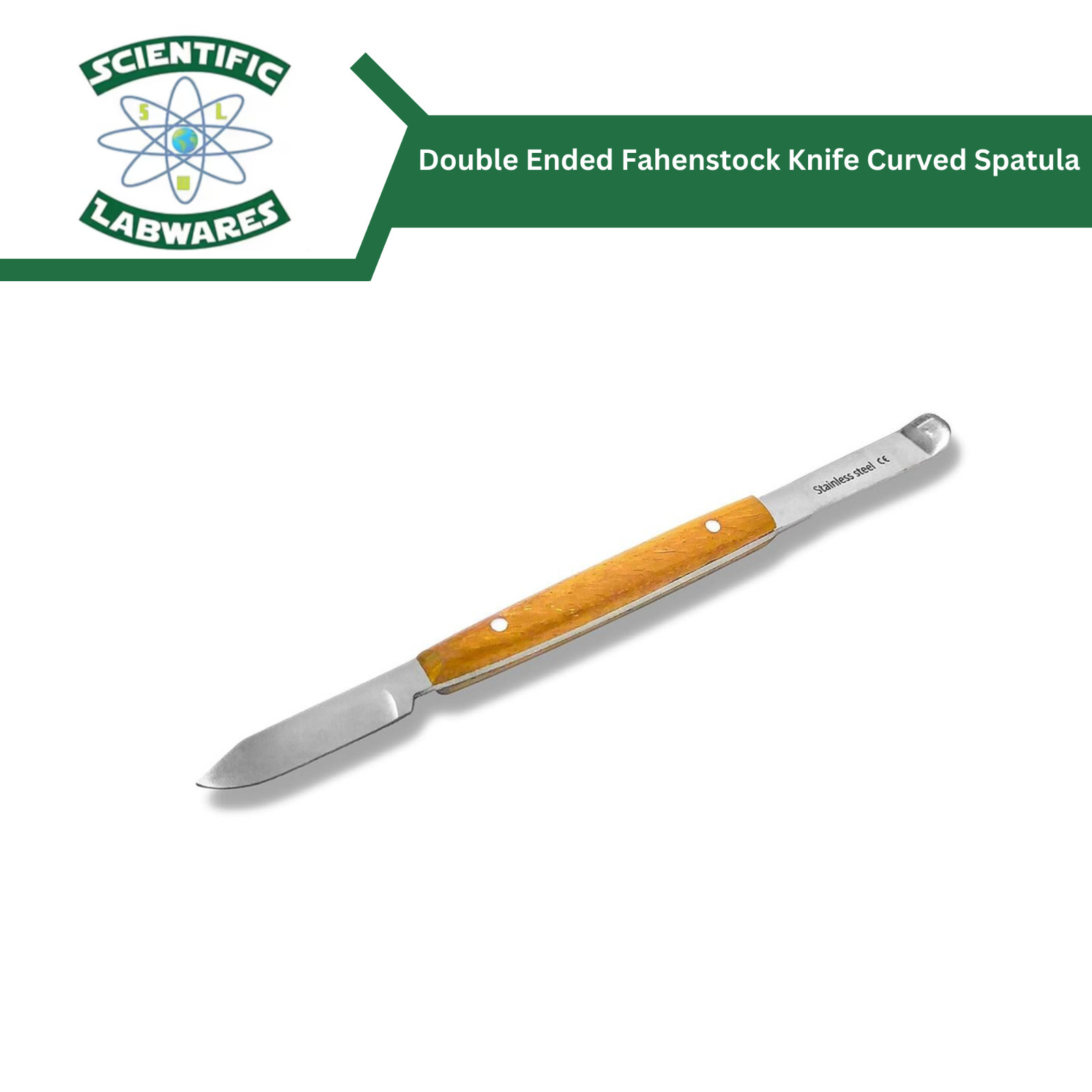 Scientific Labwares Stainless Steel Double Ended Fahenstock Knife Curved Spatula
