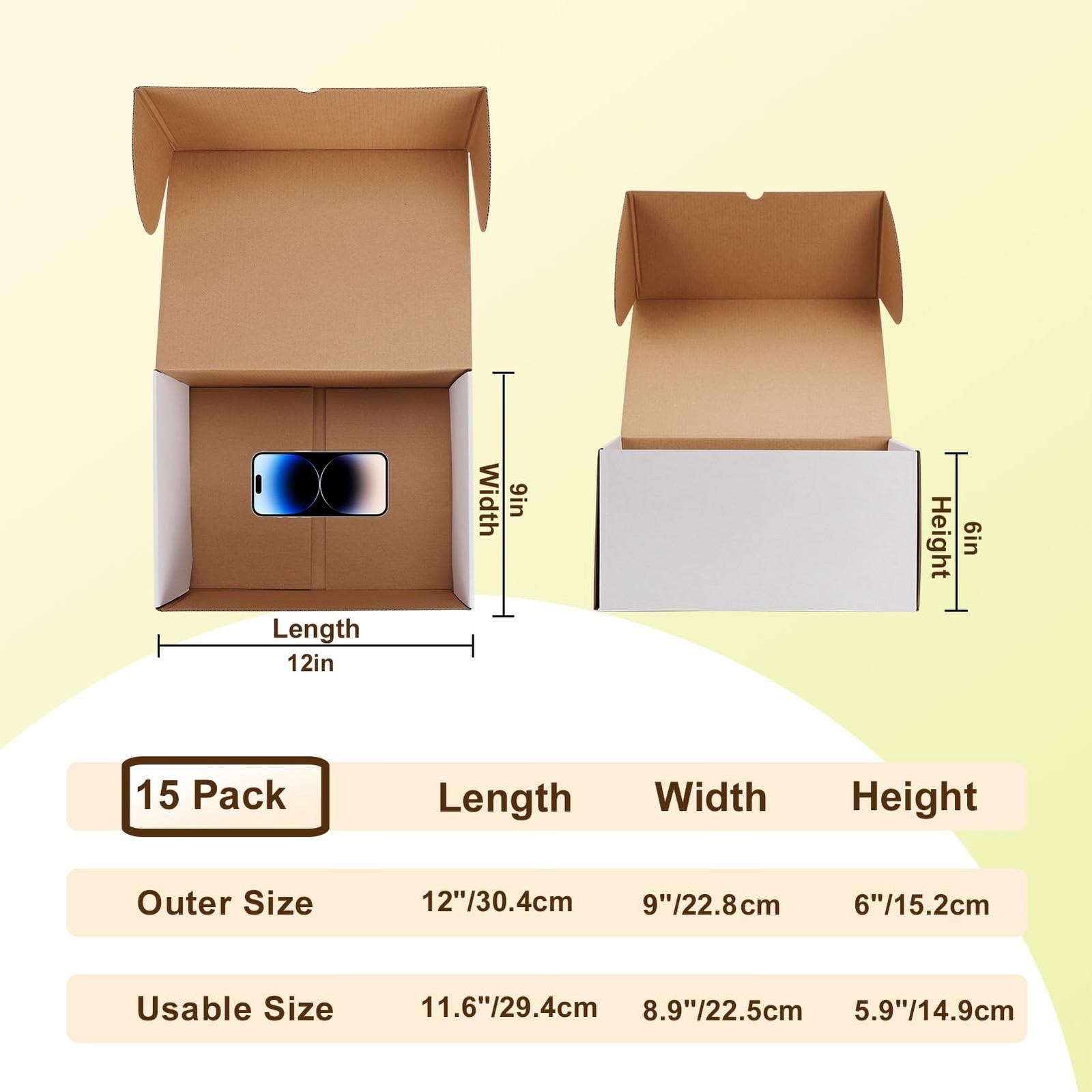 12x9x6 inches White Shipping Boxes pack of 15, Corrugated Cardboard Boxes 12 …