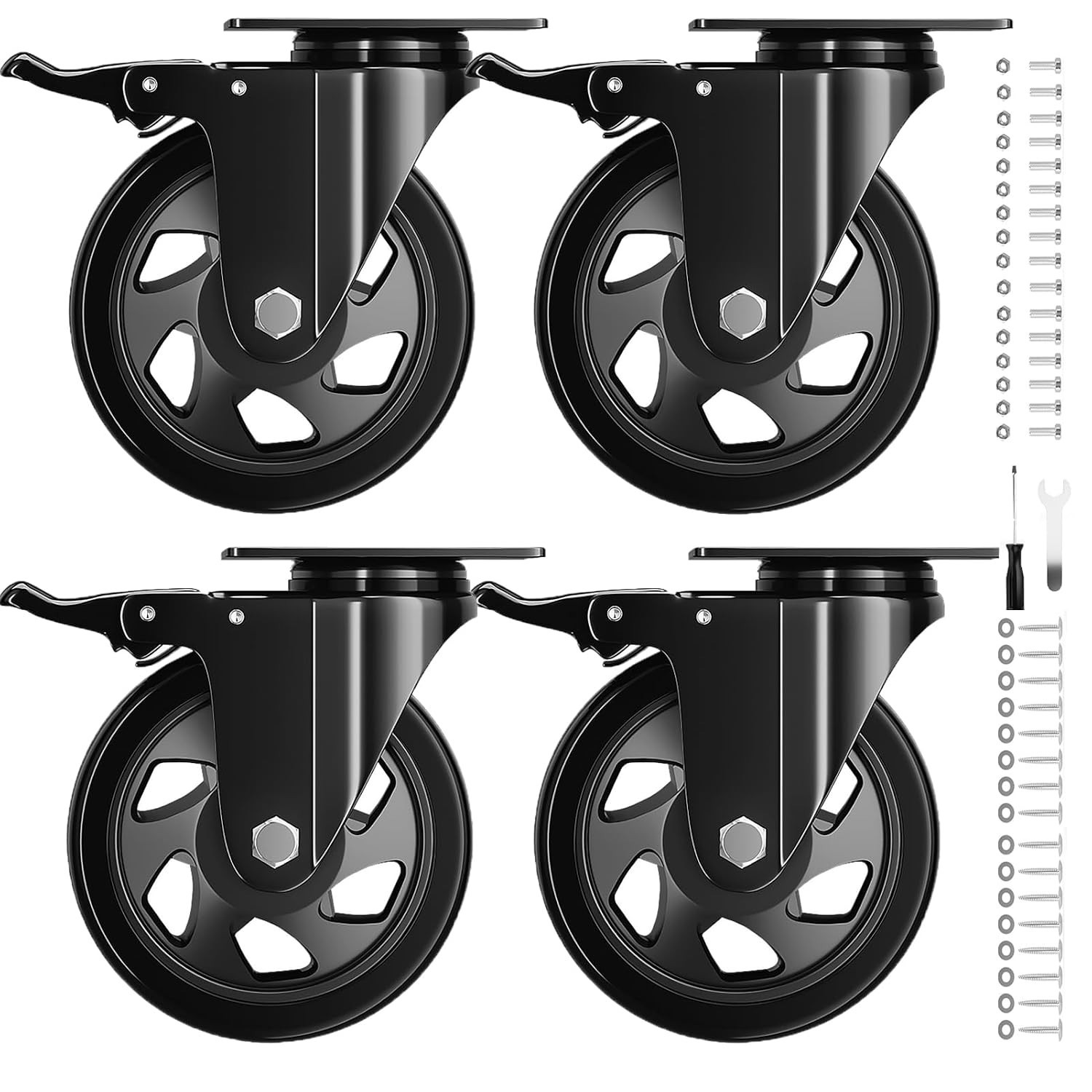 Versatile 4-Inch Heavy Duty Casters – Ideal for DIY Furniture Projects (4-Pack)
