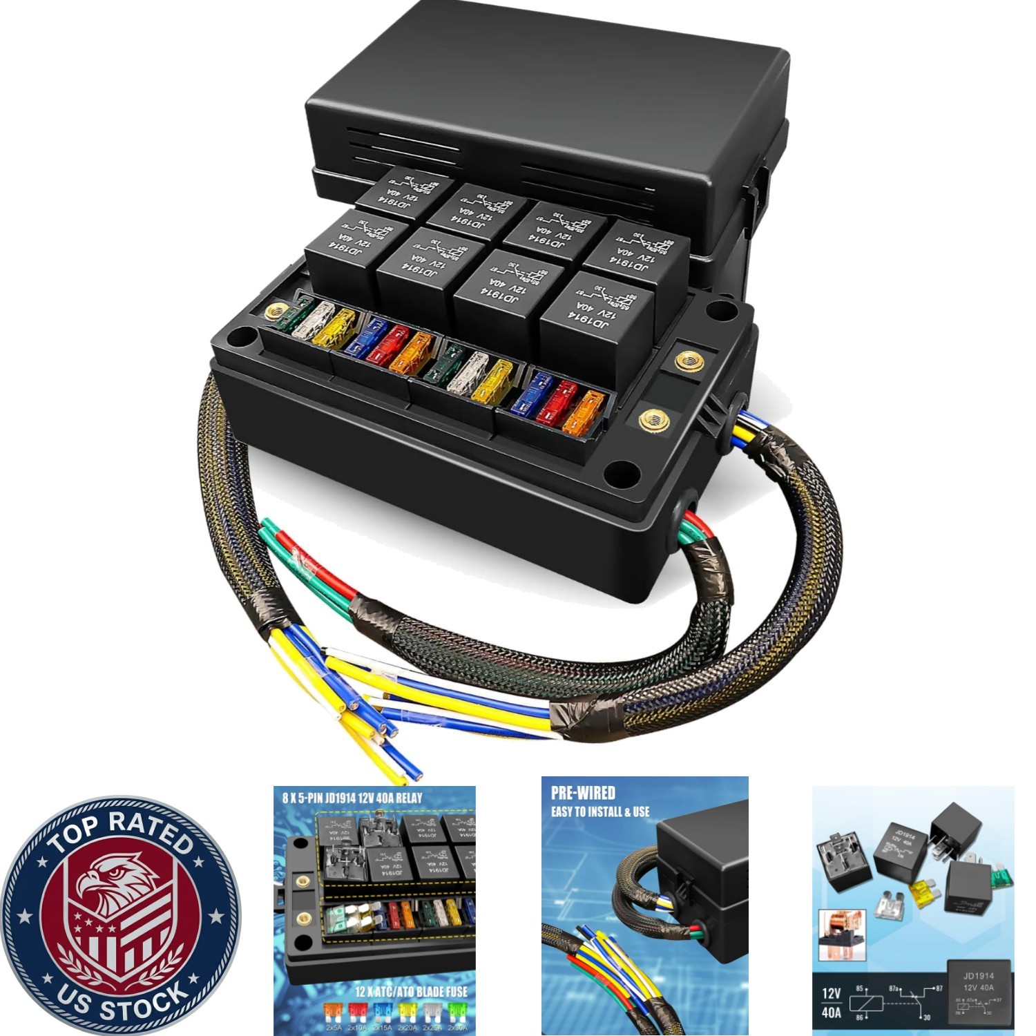 Durable Nylon 12V Relay Fuse Block – Easy Install for Automotive & Marine Use
