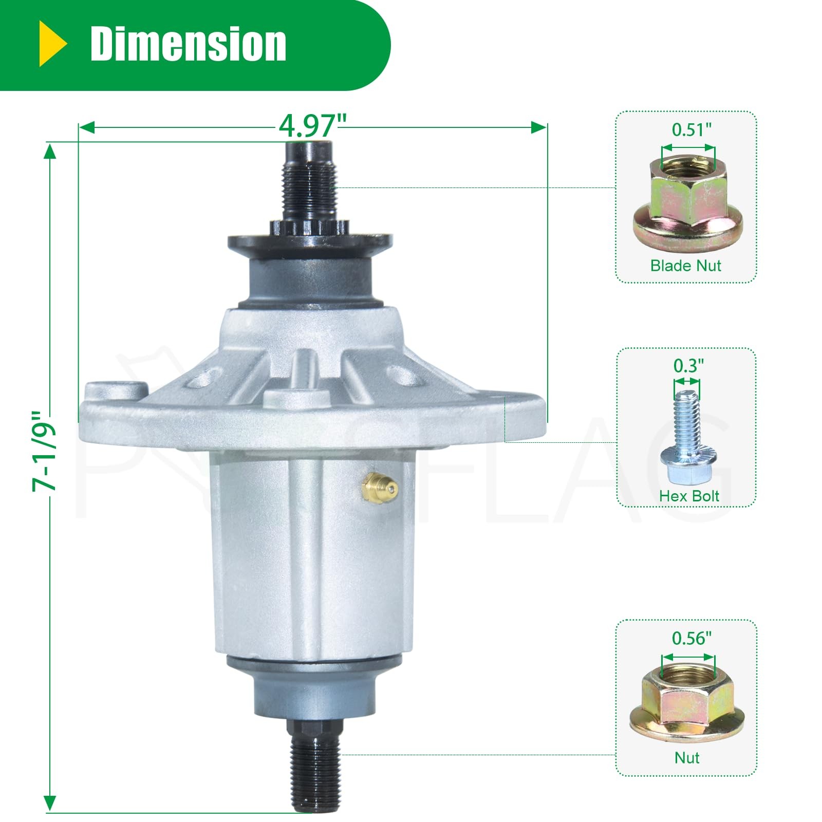 POSFLAG 3 Pack GY21098 Spindle Assembly for A6 3xGY21098+3xGX22616+GX21833