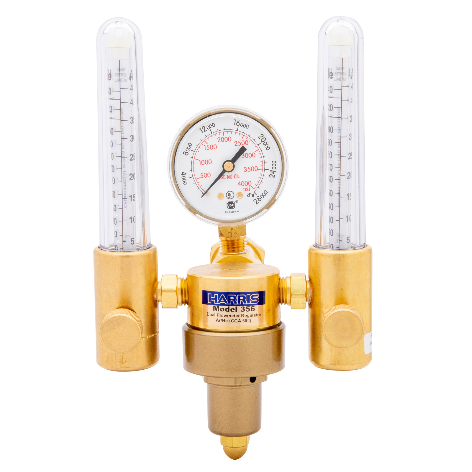 Harris Model 356-Ar-He-580 Dual Flowmeter Regulator 3100140