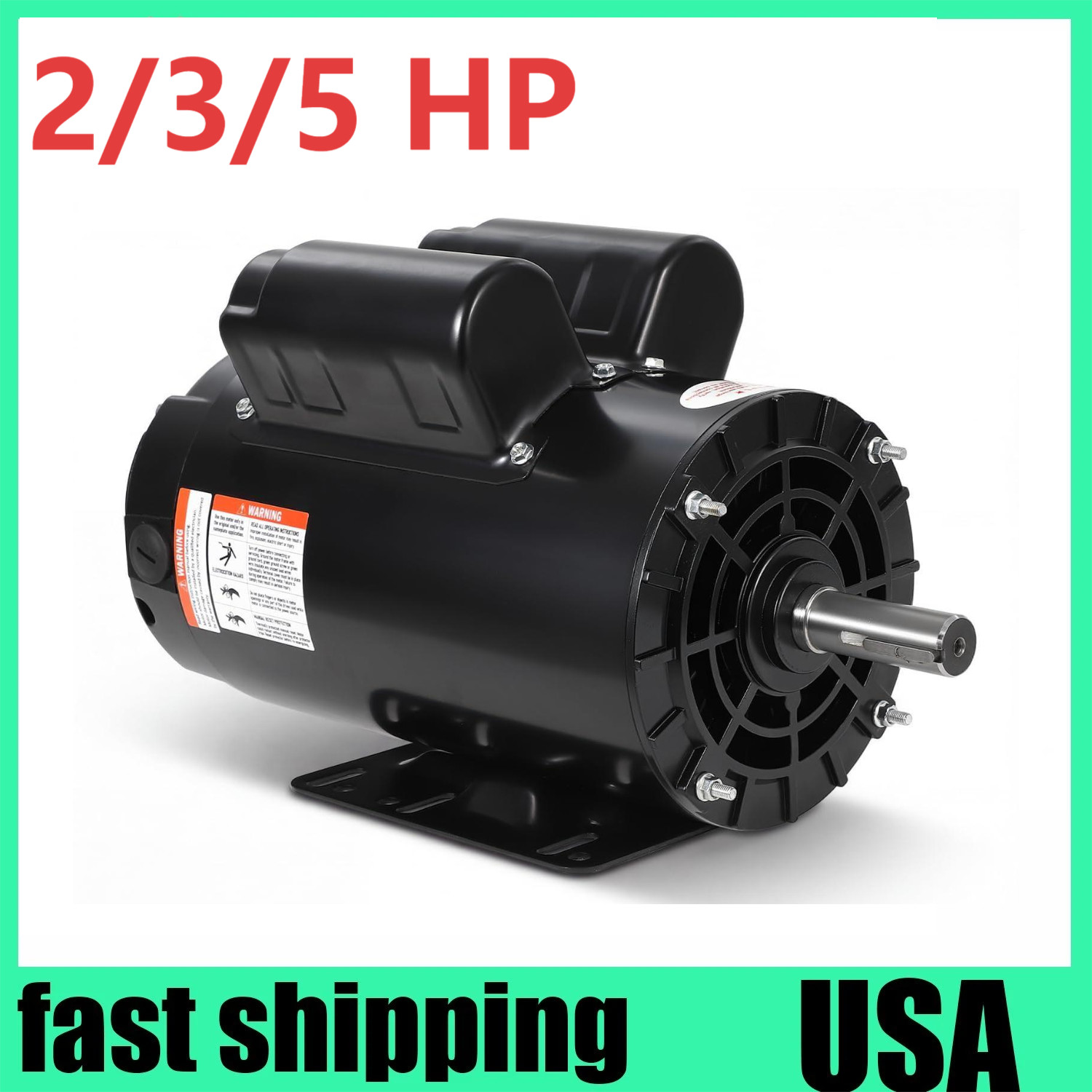 2/3/5HP SPL Electric Air Compressor Motor 230V 56 Frame 3450 RPM 5/8″ 7/8″ Shaft