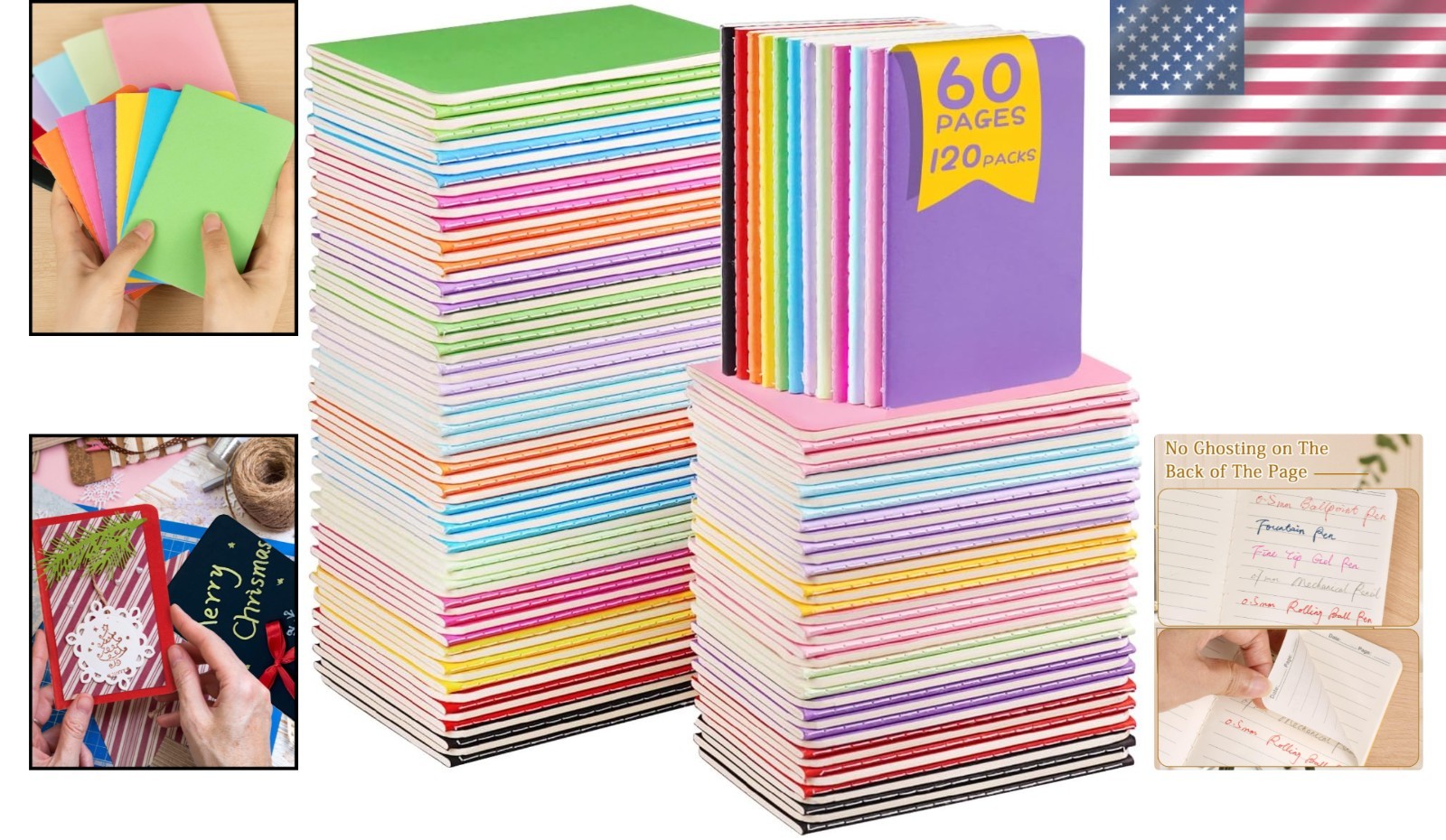 Colorful Mini Journal Notebooks 120 Pack