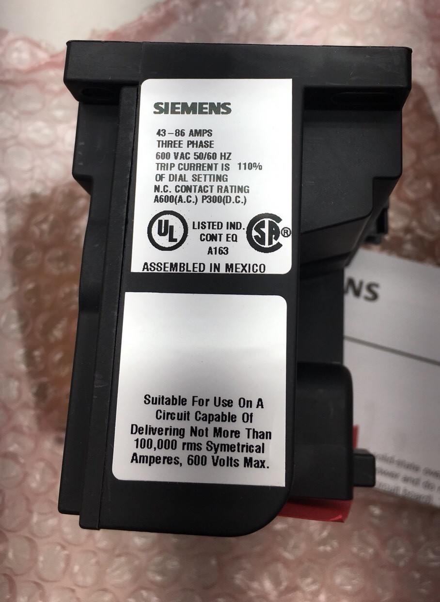 NEW SIEMENS ESP100 FURNAS CONTROL 958L10935U SOLID STATE OVERLOAD 43-86 AMPS
