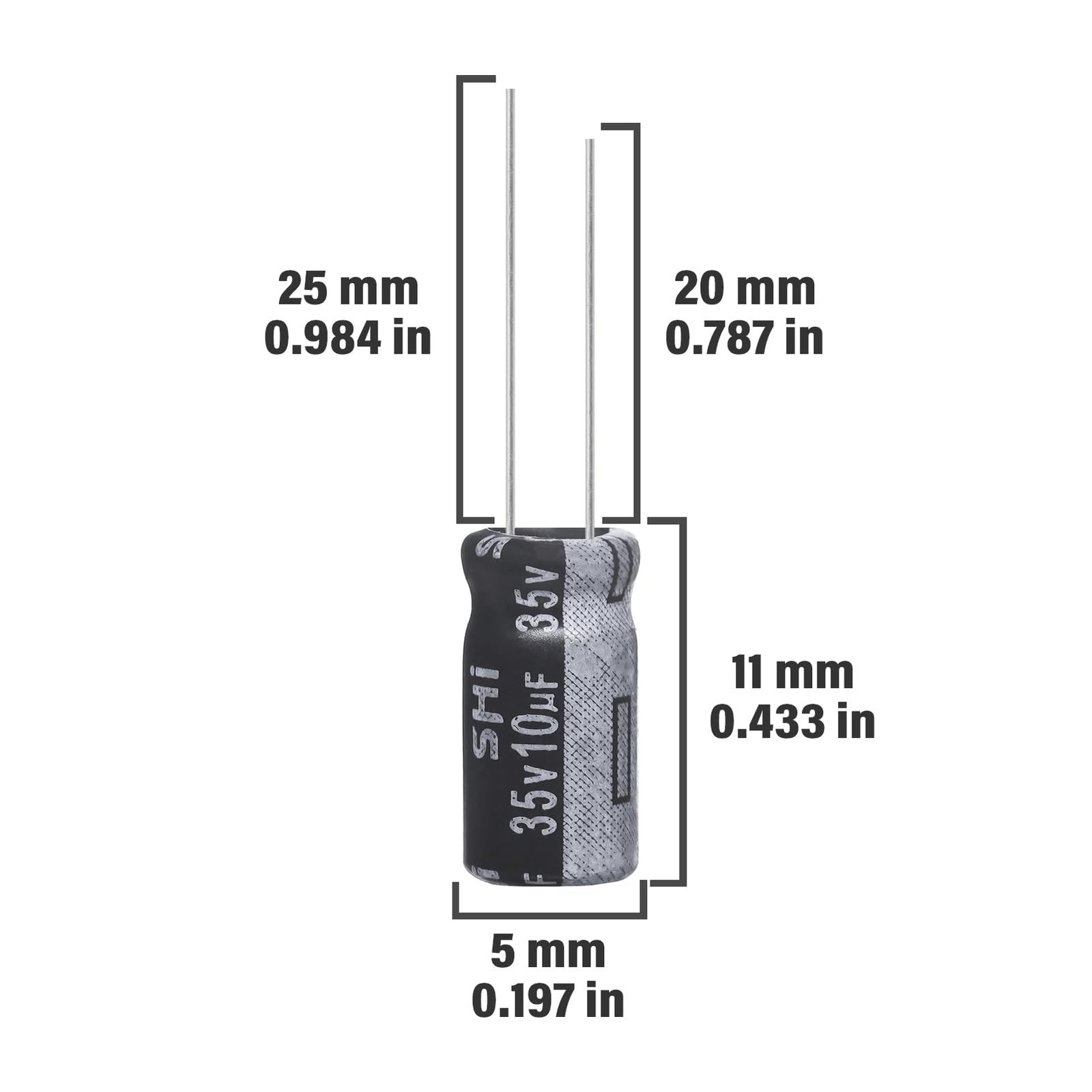 ALLECIN 10uF 35V 5x11mm Electrolytic Capacitor 10 UF MFD 35 Volt 0.2×0.43in…