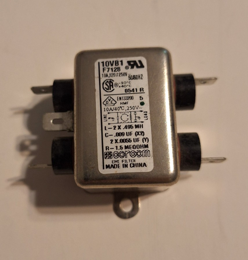 Corcom 10VB1 Emi Line Filter 120-250VAC, 50/60HZ, 10AMP Corcom 1 pc
