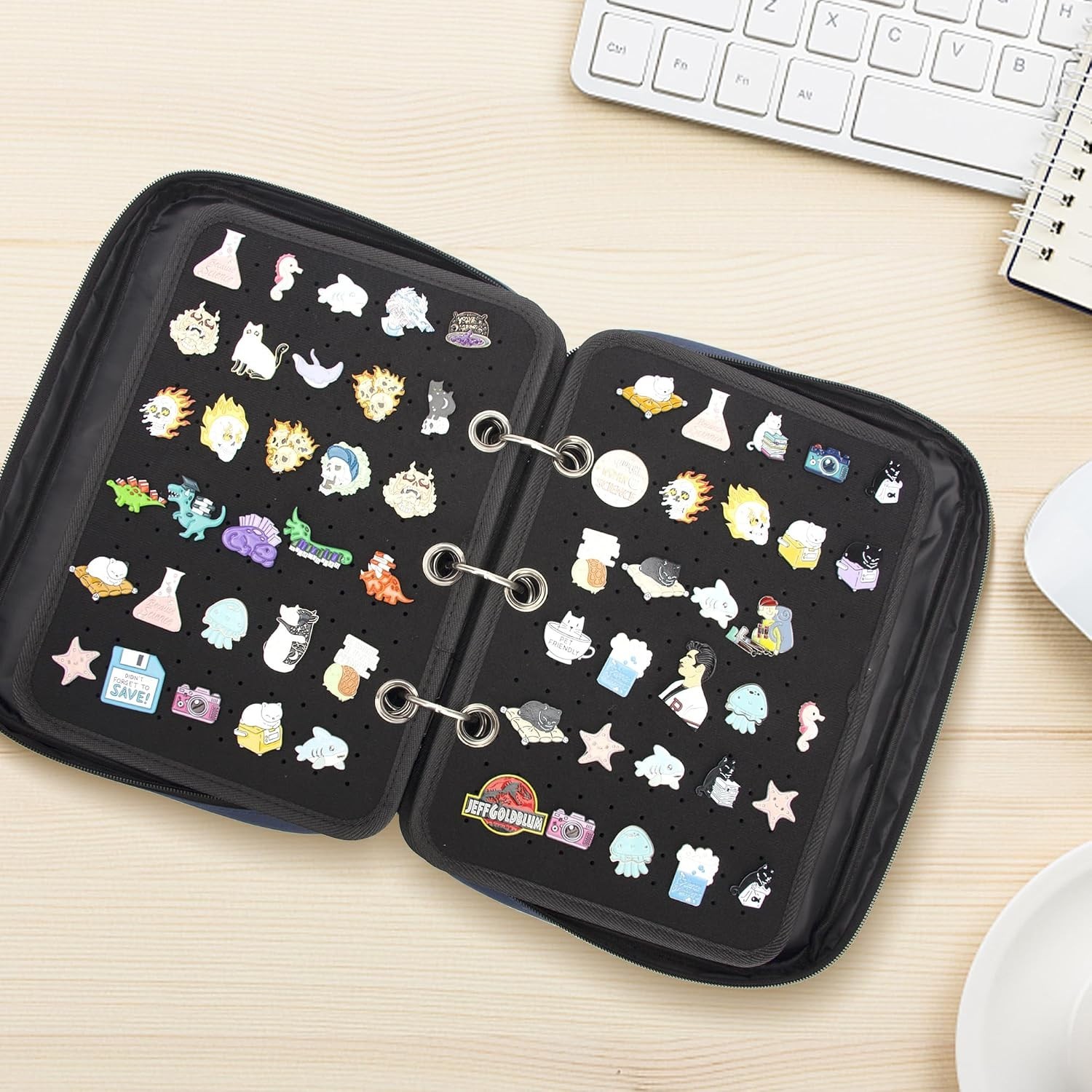 Versatile 3-Ring Enamel Pin Storage Case – Compact Design for Travel and Display