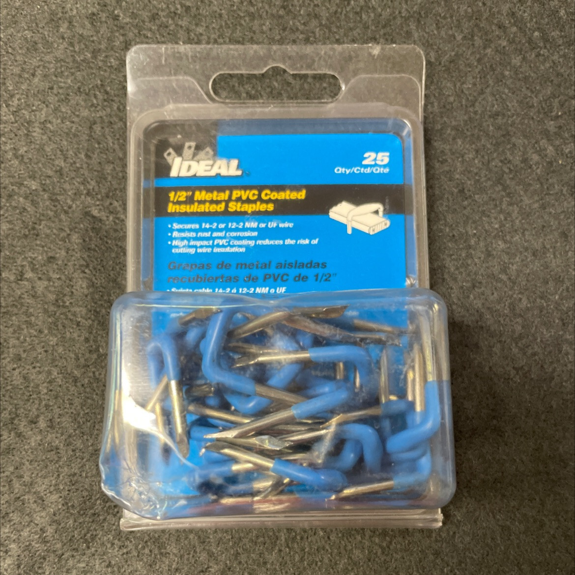 (5 Pack) 1/2 inch Metal PVC Coated Insulated Staples