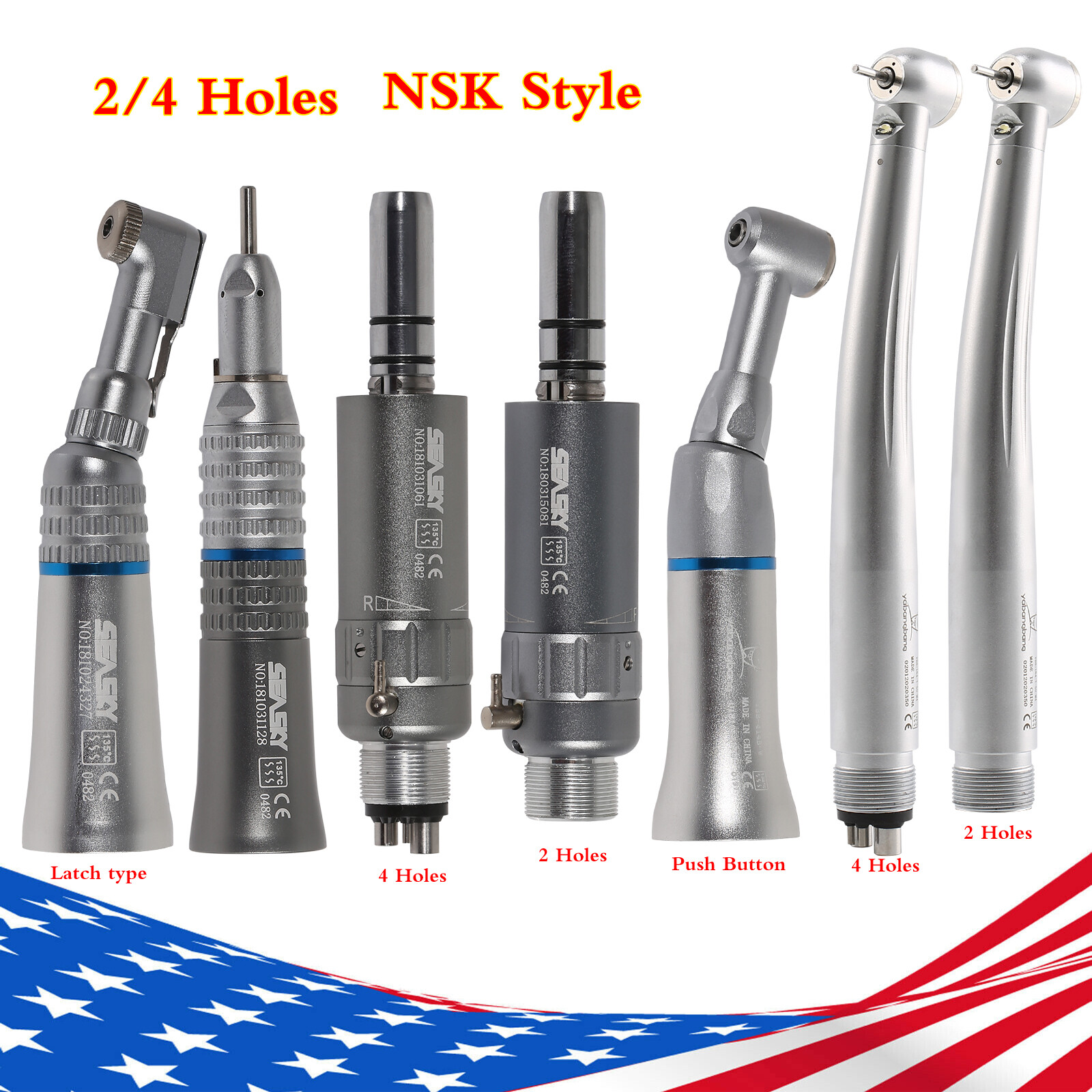 Dental E-generator LED High Speed/Low Speed Handpiece 4/2Hole NSK Style