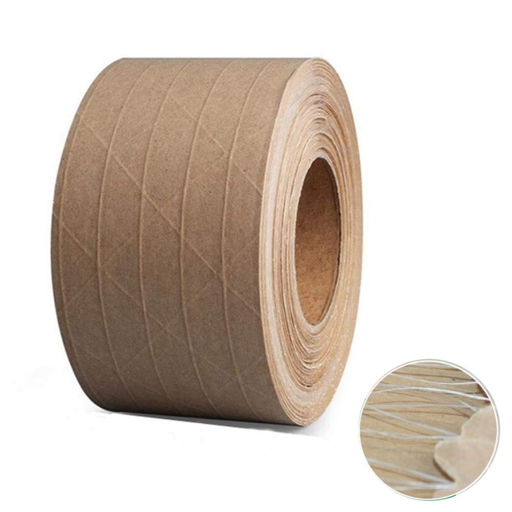 Reinforced Gummed Kraft Paper Packing Tape, Water Activated Kraft Tape, 50 yd…