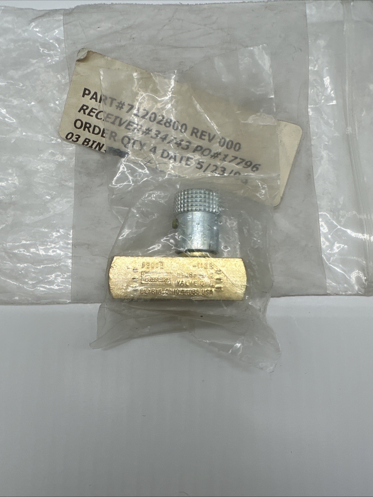 Parker F800B Colorflow Brass Hydraulic Flow Control Valve 2000PSI (2206)