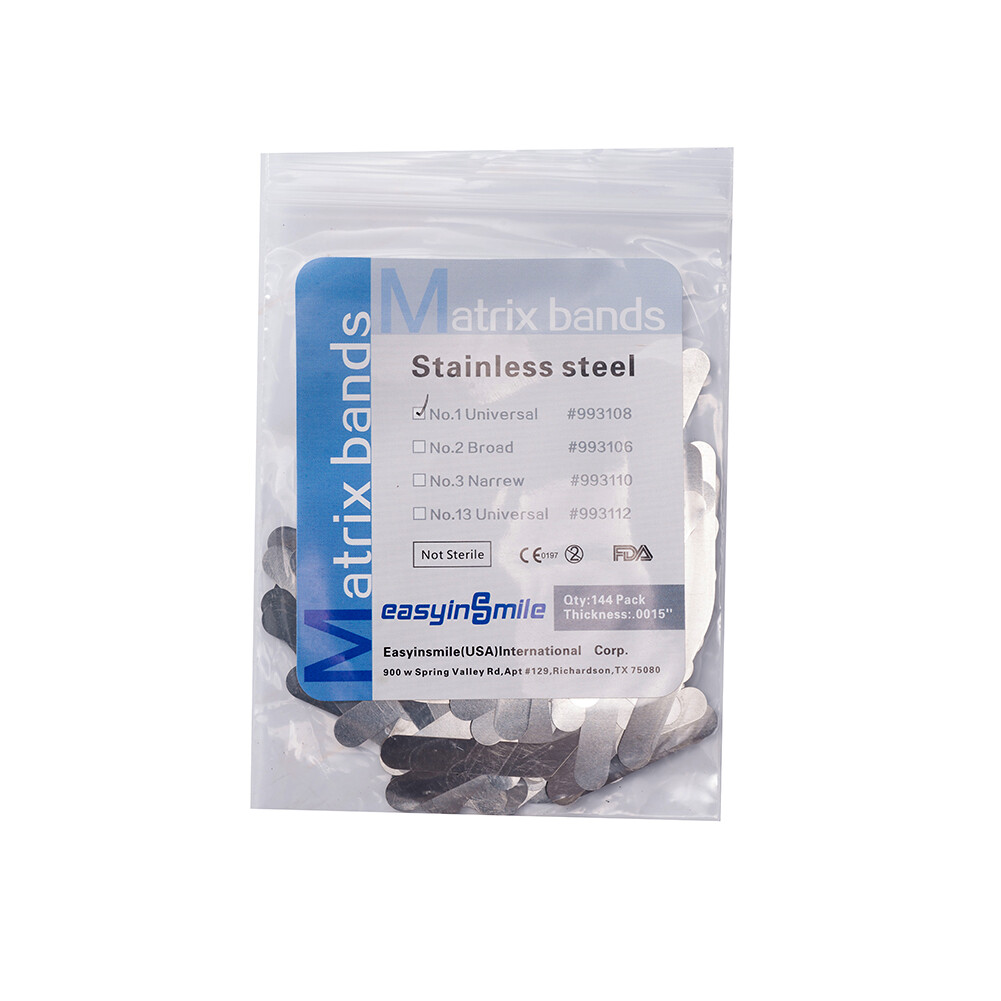 144Pcs Dental Tofflemire Matrix Bands #1-#4 Stainless Steel Universal Bands USA