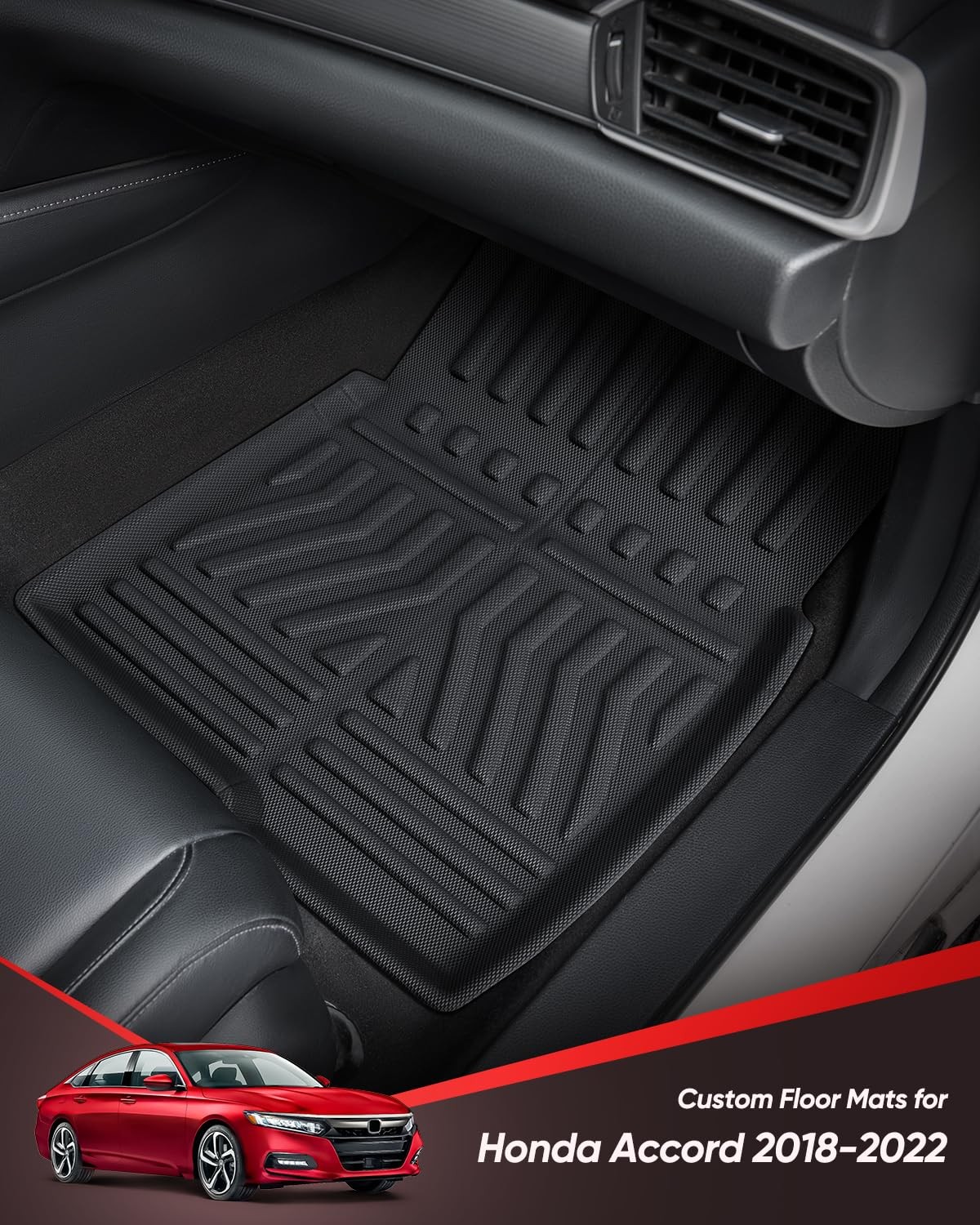 Carxion Car Floor Mats For Honda Accord 2022 2021 2020 2019 2018 All Weather