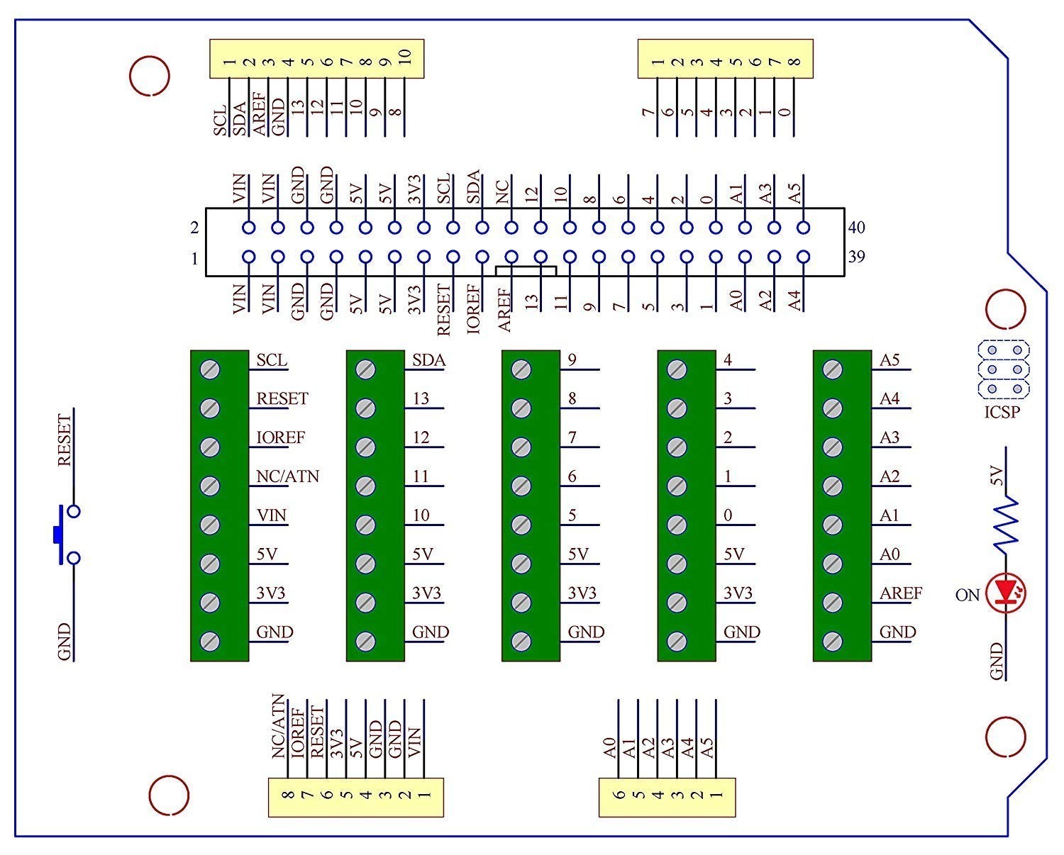 Arduino Screw Terminal Block Breakout Module, for Arduino UNO R3.