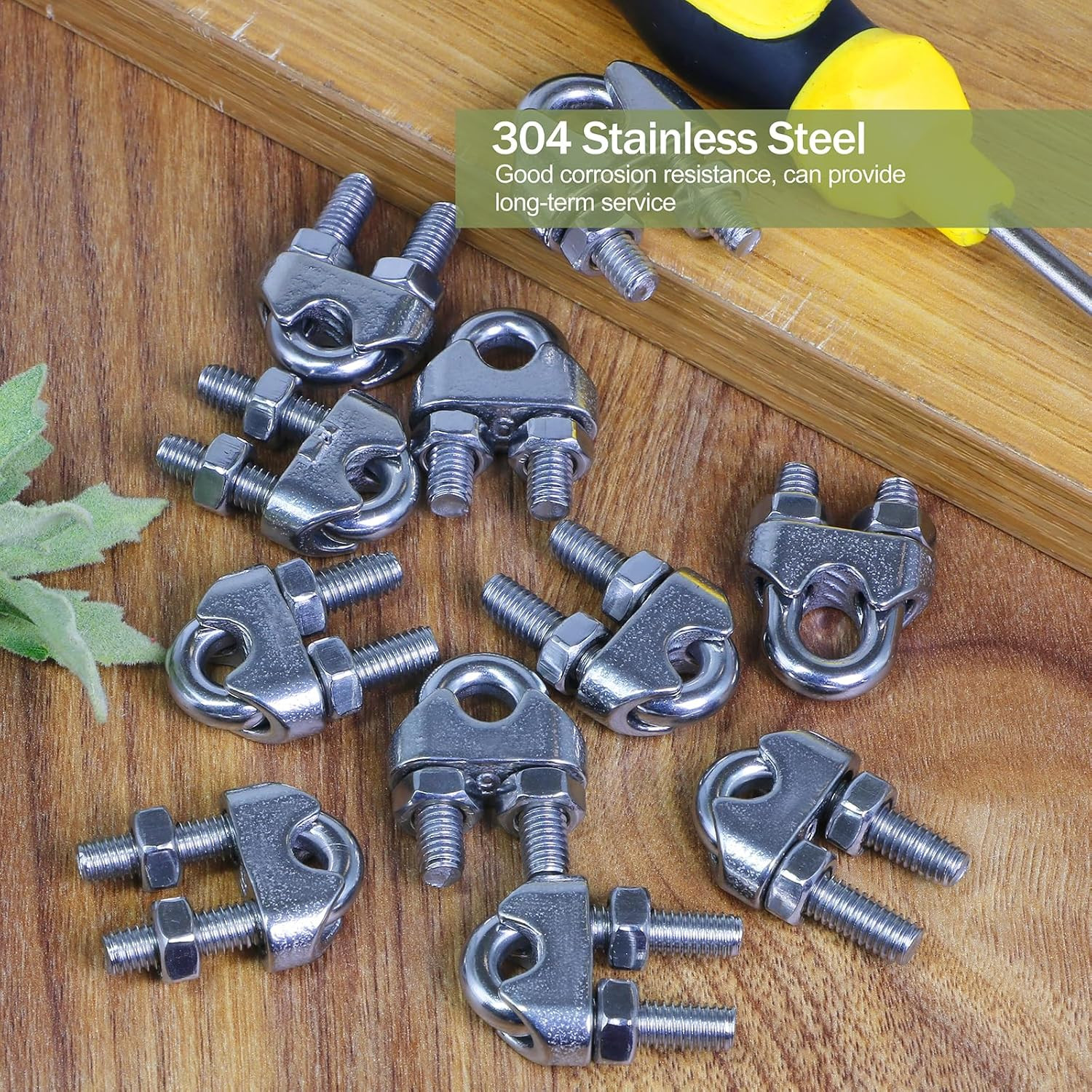 4Pcs M6 Wire Rope Clamp, 1/4 Inch Cable Clamps Stainless Steel Wire Rope Clips